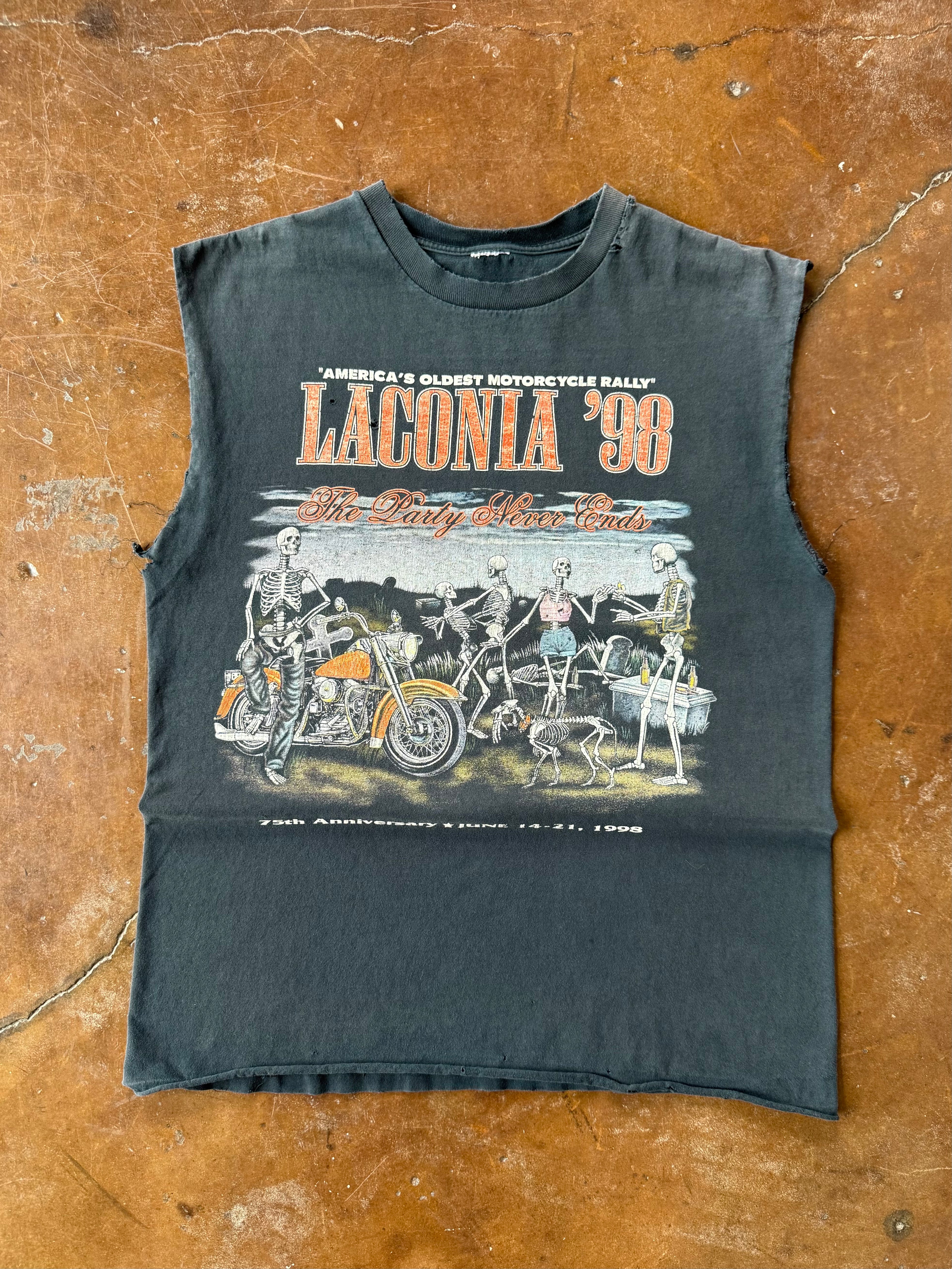 1998 Laconia Motorcycle Rally biker cutoff shirt (LARGE)