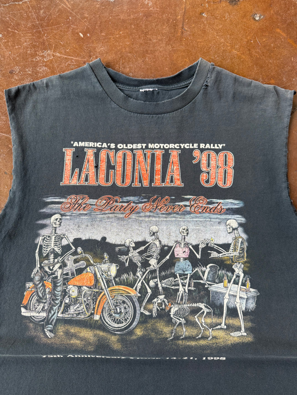 1998 Laconia Motorcycle Rally biker cutoff shirt (LARGE)