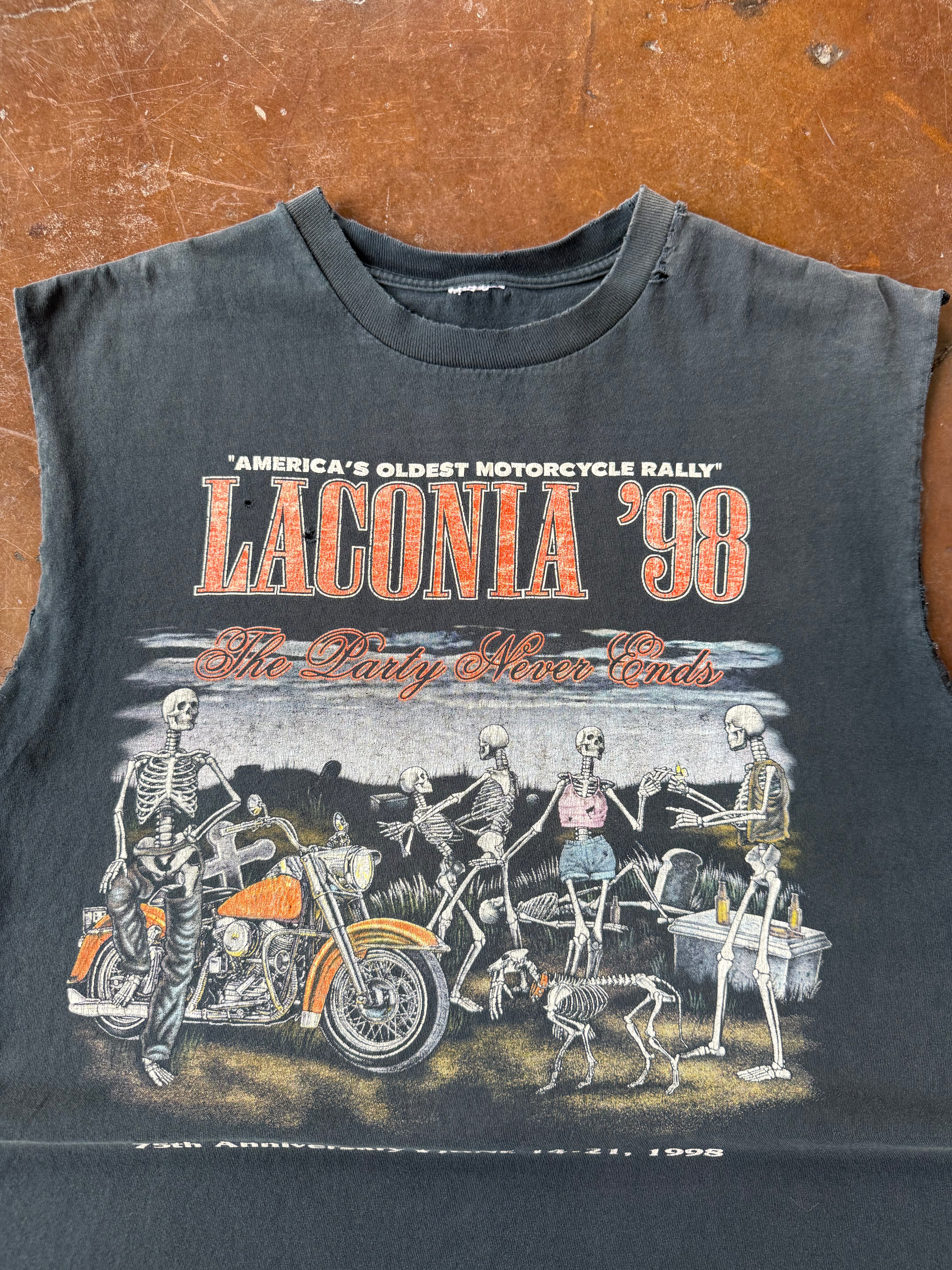 1998 Laconia Motorcycle Rally biker cutoff shirt (LARGE)