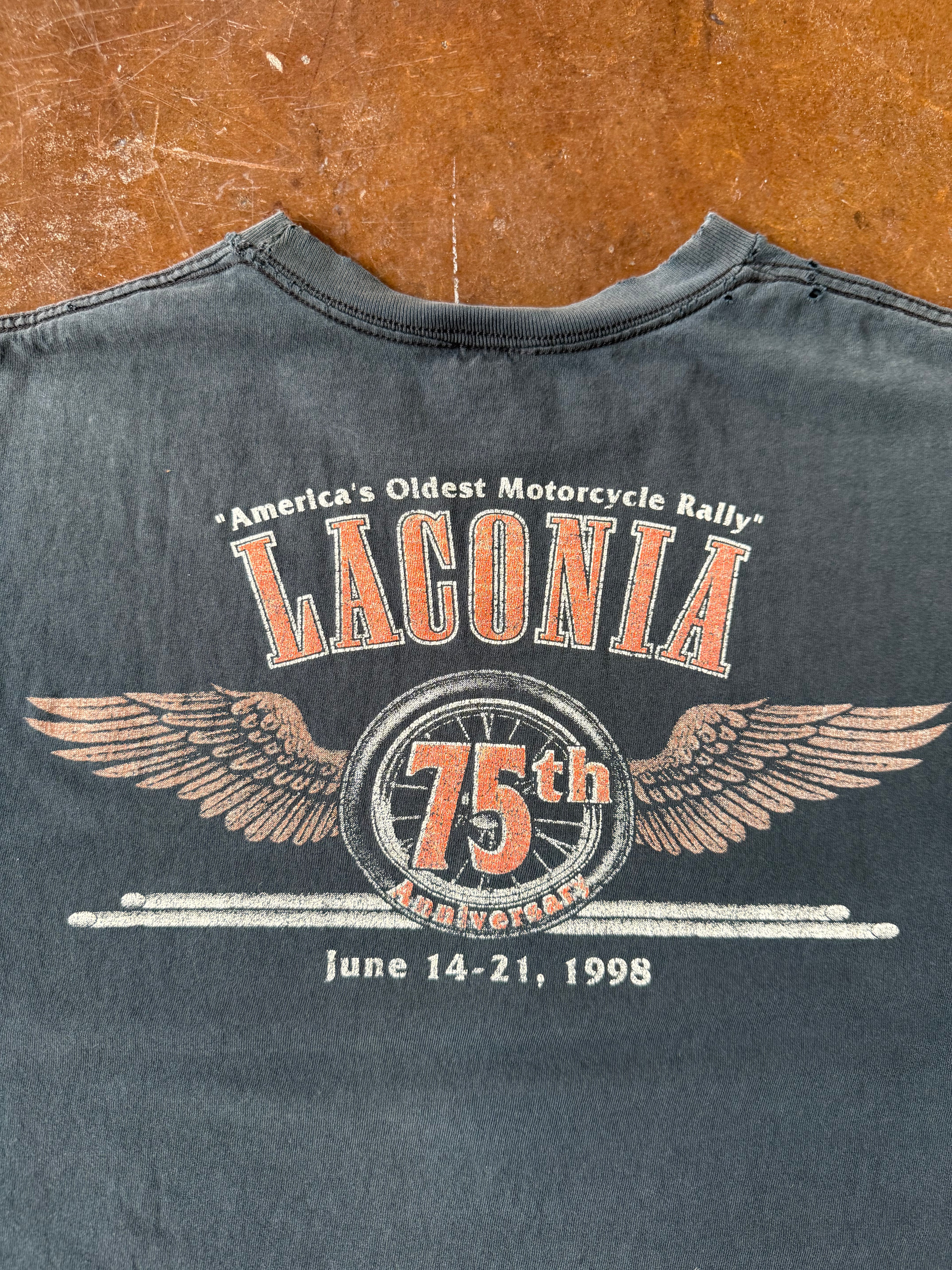 1998 Laconia Motorcycle Rally biker cutoff shirt (LARGE)