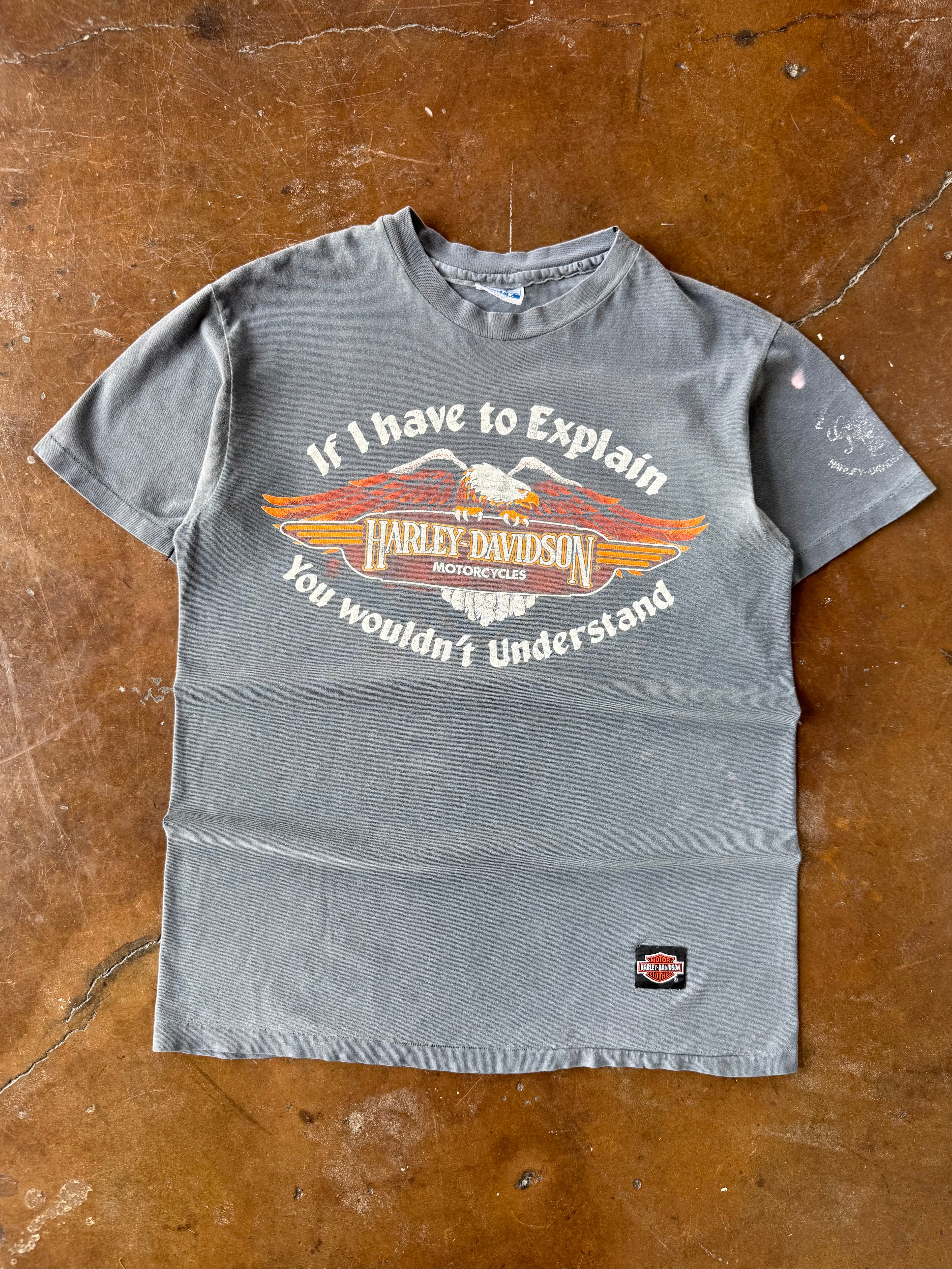 80s faded Harley Davidson "if I have to explain, you wouldn't understand" biker shirt (LARGE)