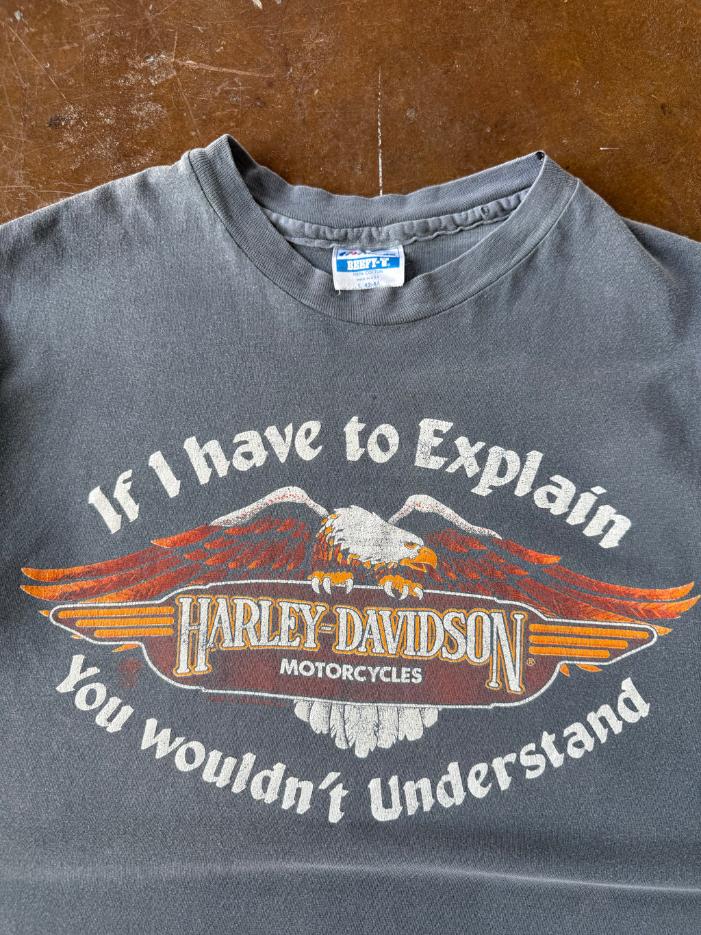 80s faded Harley Davidson "if I have to explain, you wouldn't understand" biker shirt (LARGE)