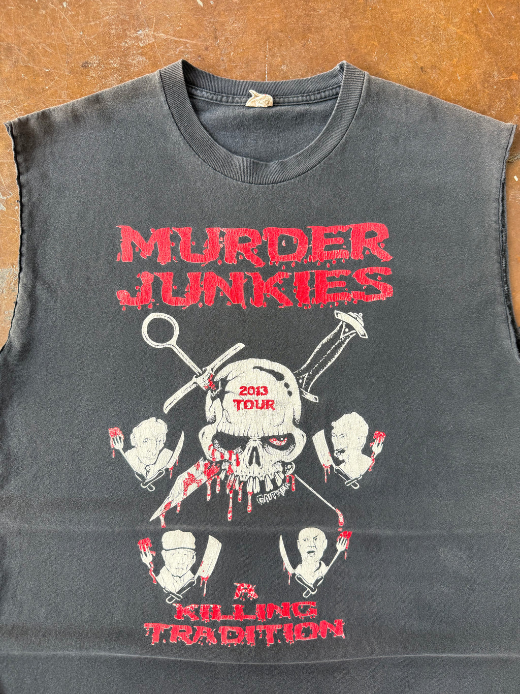 2013 Murder Junkies "killing tradition" cut-off band shirt (LARGE)