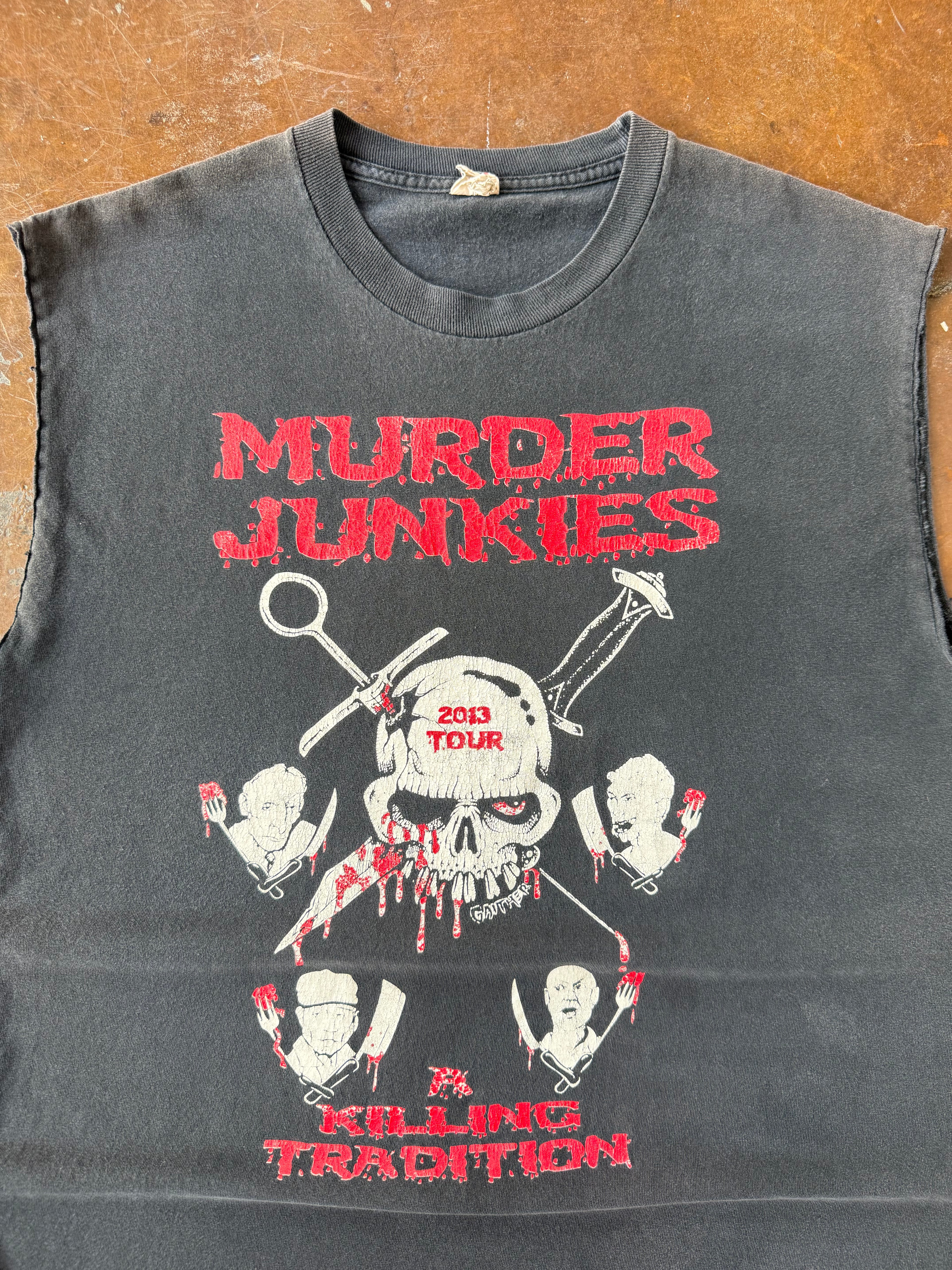 2013 Murder Junkies "killing tradition" cut-off band shirt (LARGE)