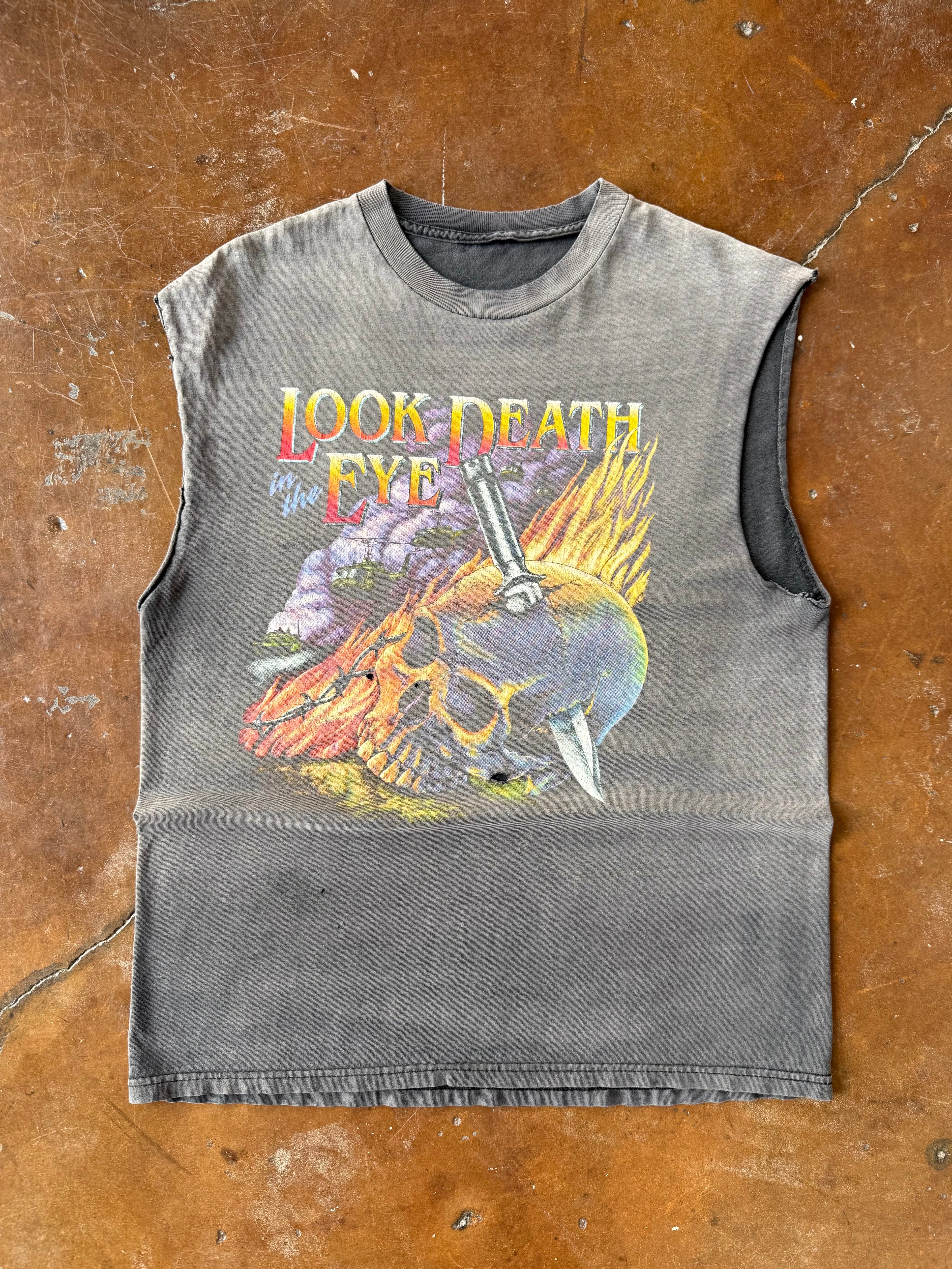 90s faded Redeye Choppers "look death in the eye" cut-off shirt (LARGE)