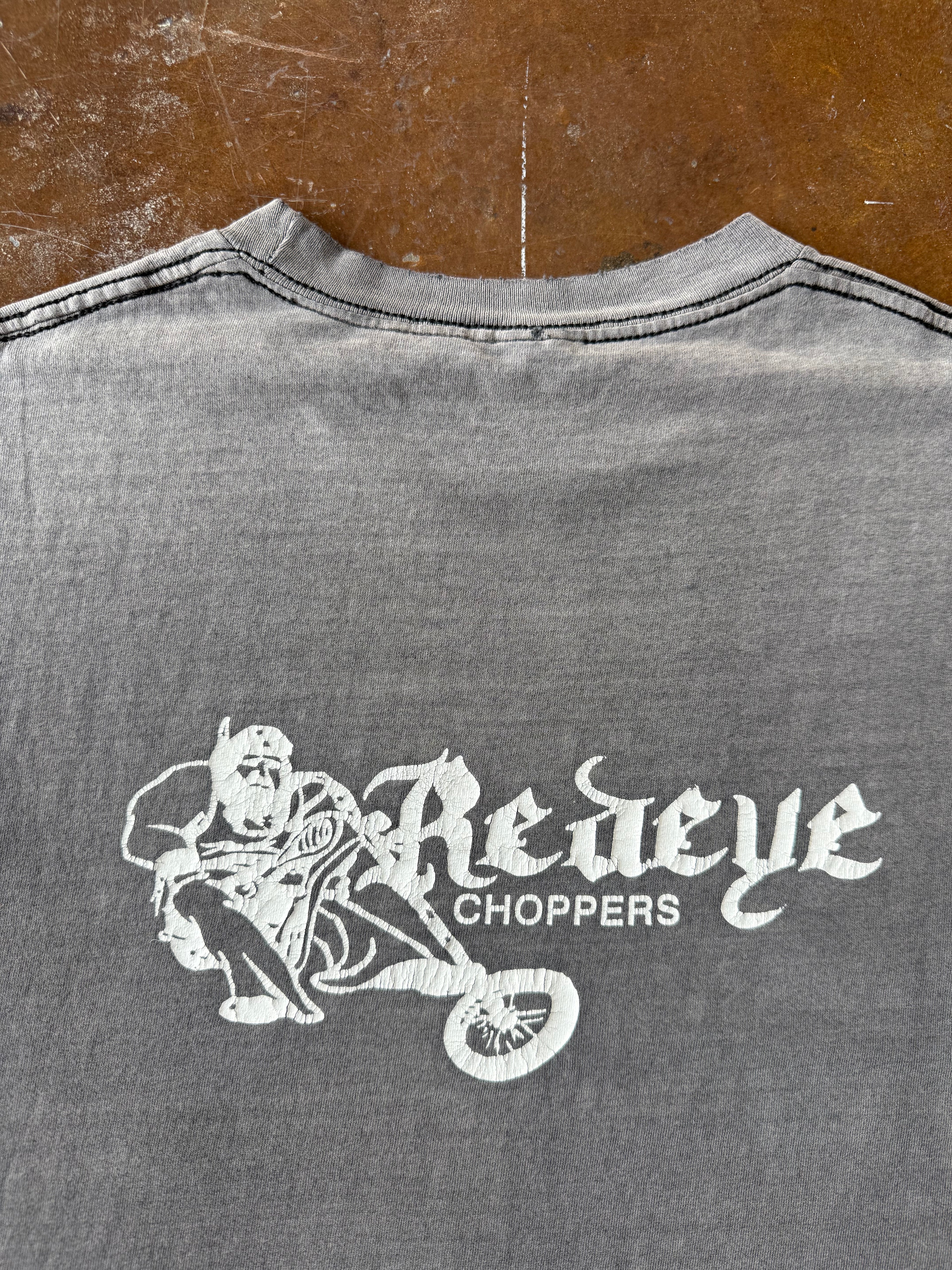 90s faded Redeye Choppers "look death in the eye" cut-off shirt (LARGE)