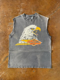 80s faded Harley Davidson "eagle portrait" biker cut-off shirt (LARGE)