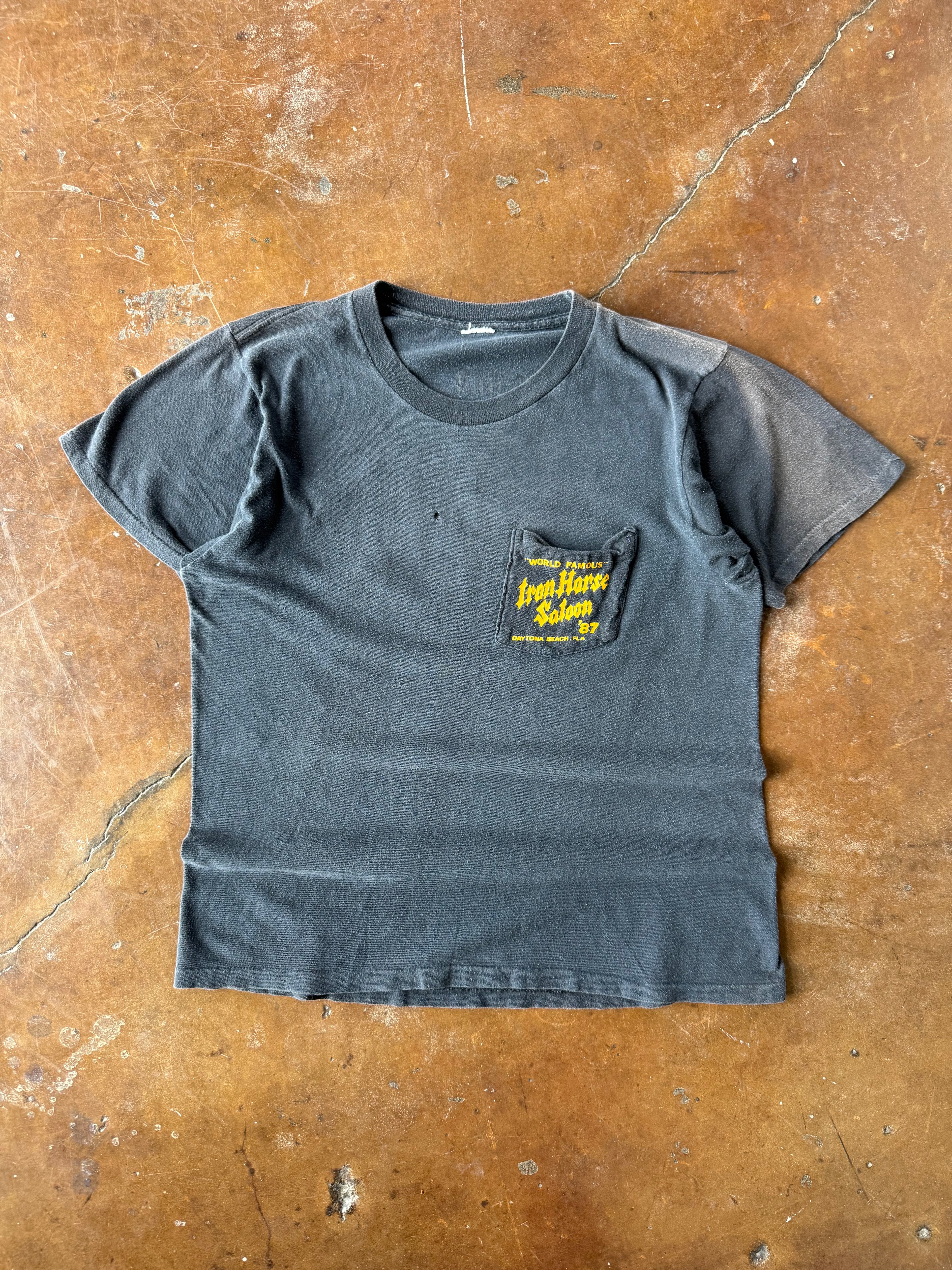 1987 Iron Horse Saloon "wizard biker" pocket shirt (LARGE)