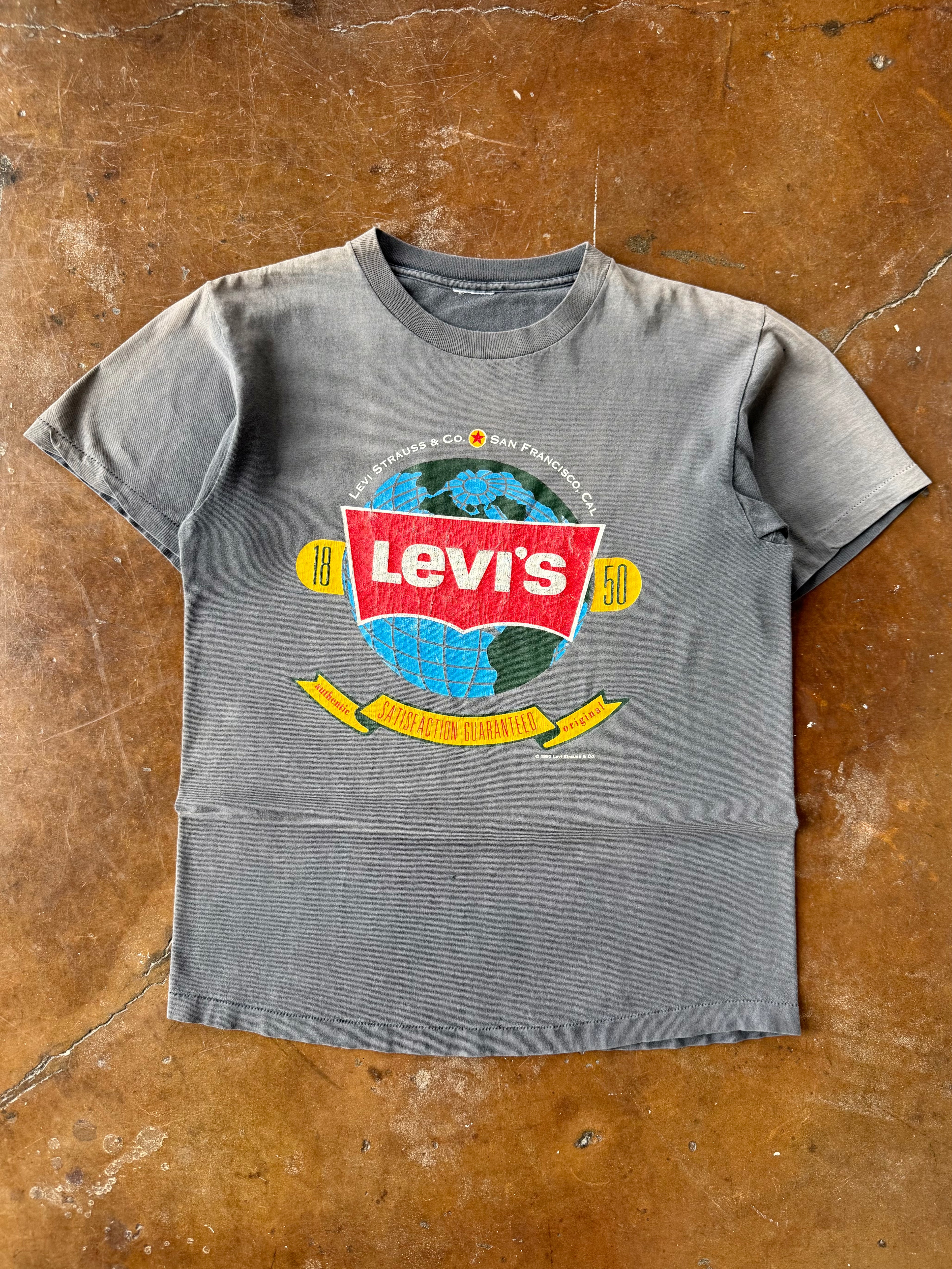 1992 faded Levi's "globe logo" promo shirt (LARGE)