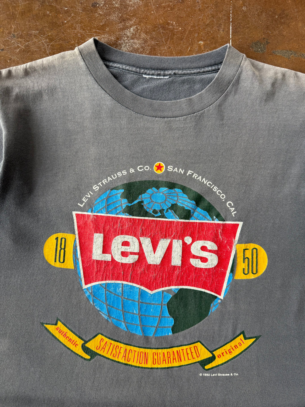 1992 faded Levi's "globe logo" promo shirt (LARGE)