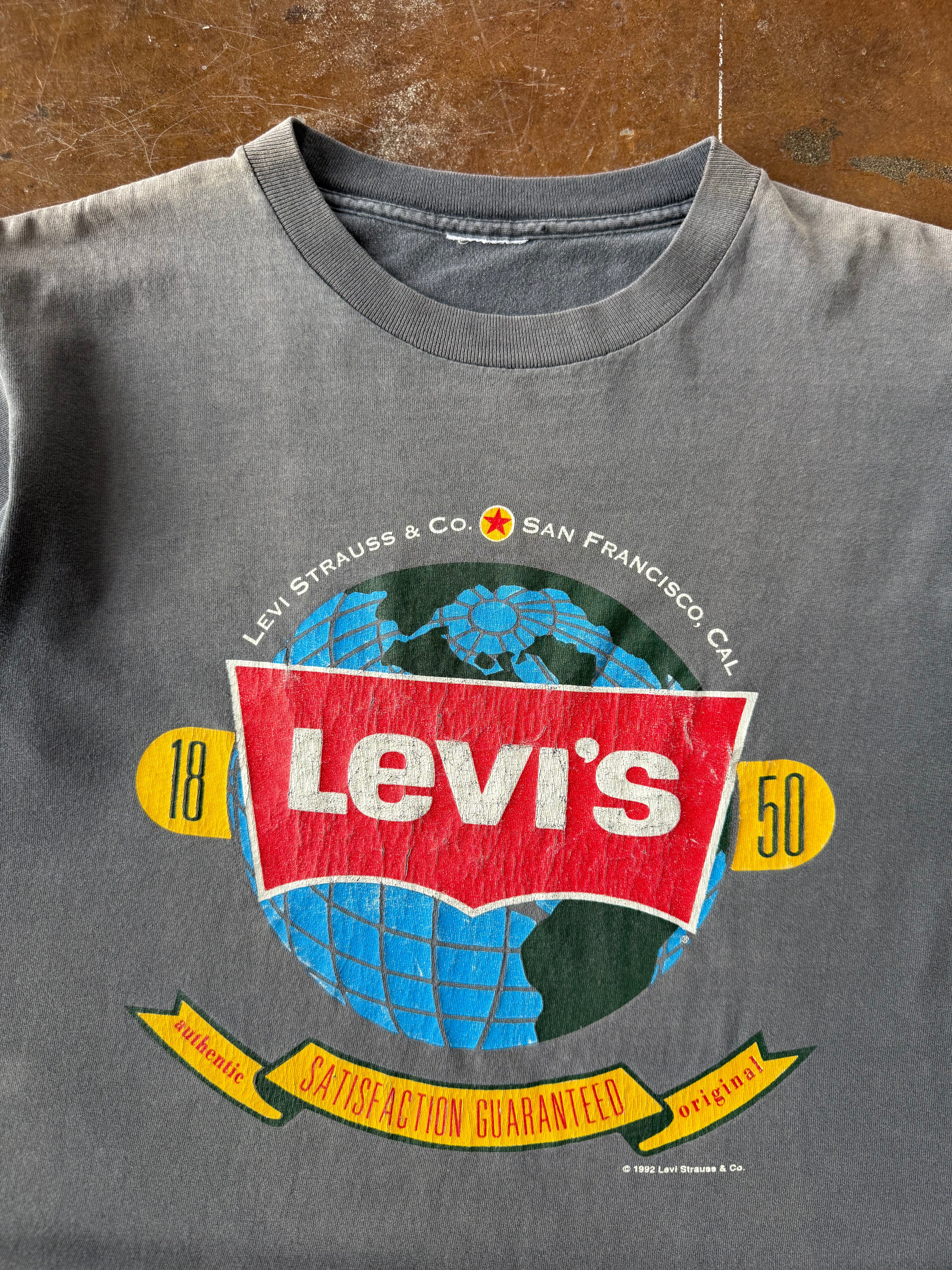 1992 faded Levi's "globe logo" promo shirt (LARGE)