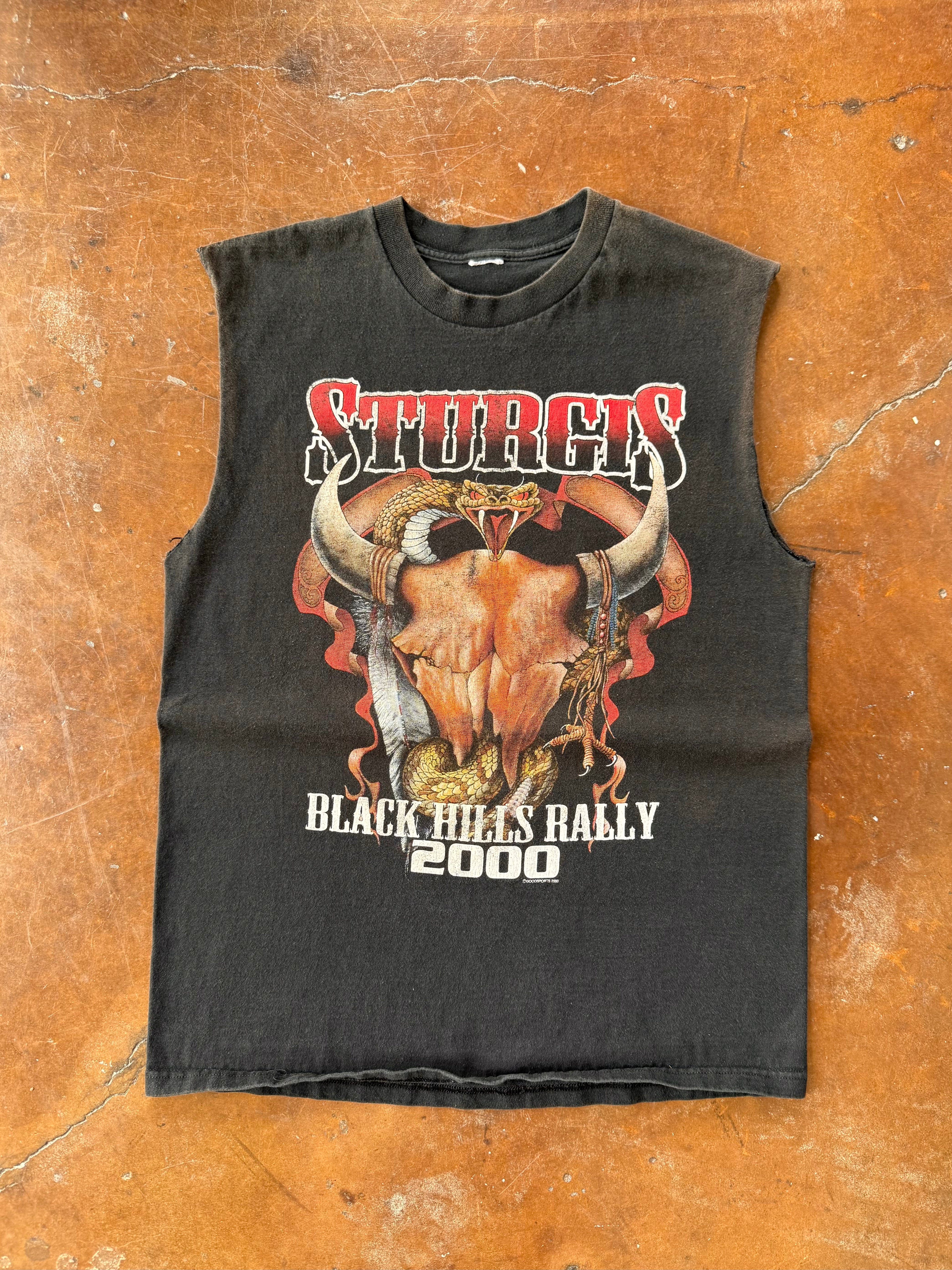 2000 Sturgis Serpent "black hills rally" biker cut-off shirt (LARGE)