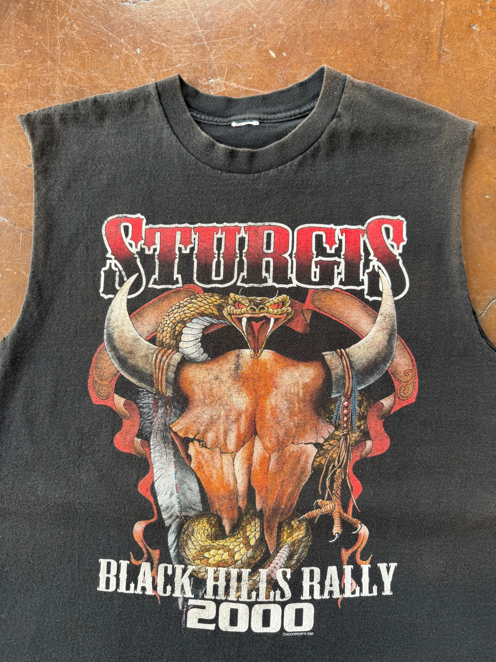 2000 Sturgis Serpent "black hills rally" biker cut-off shirt (LARGE)