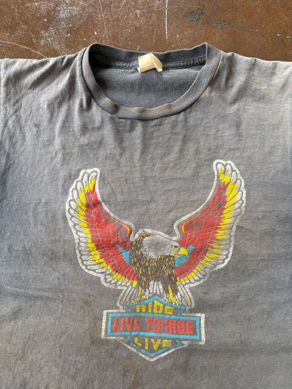 70s faded Harley Davidson "multi-color eagle" biker tank top shirt (LARGE)