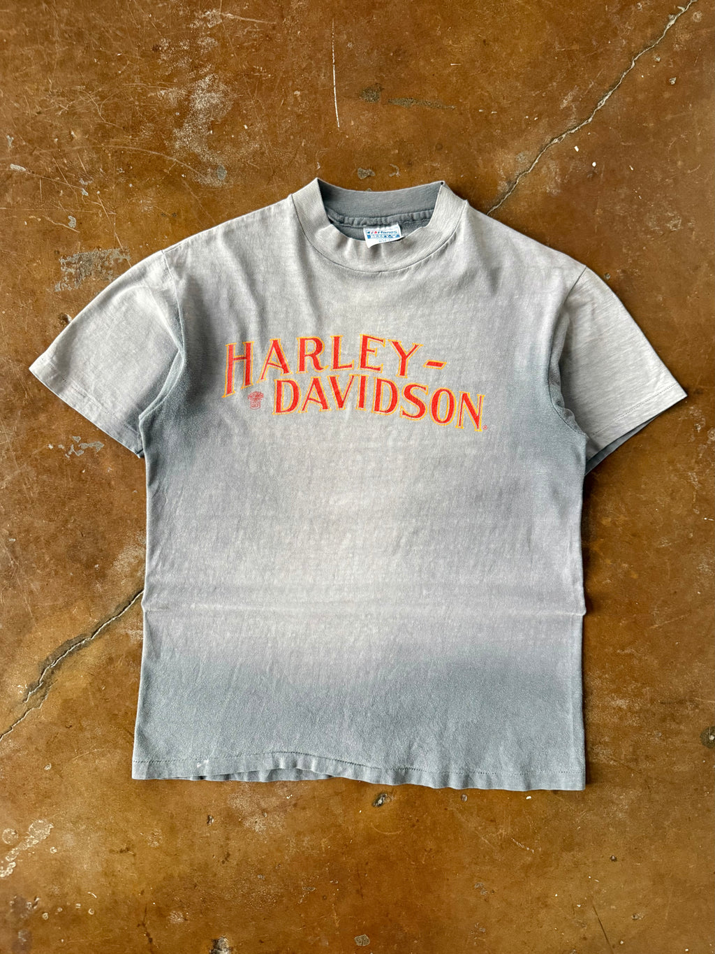 80s faded Harley Davidson "red logo" biker shirt (MEDIUM)