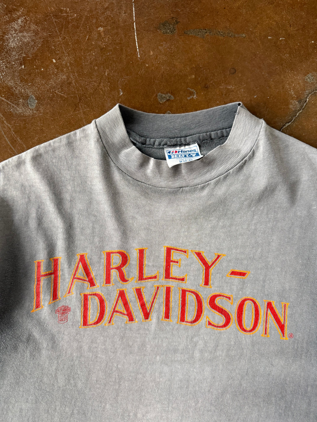 80s faded Harley Davidson "red logo" biker shirt (MEDIUM)
