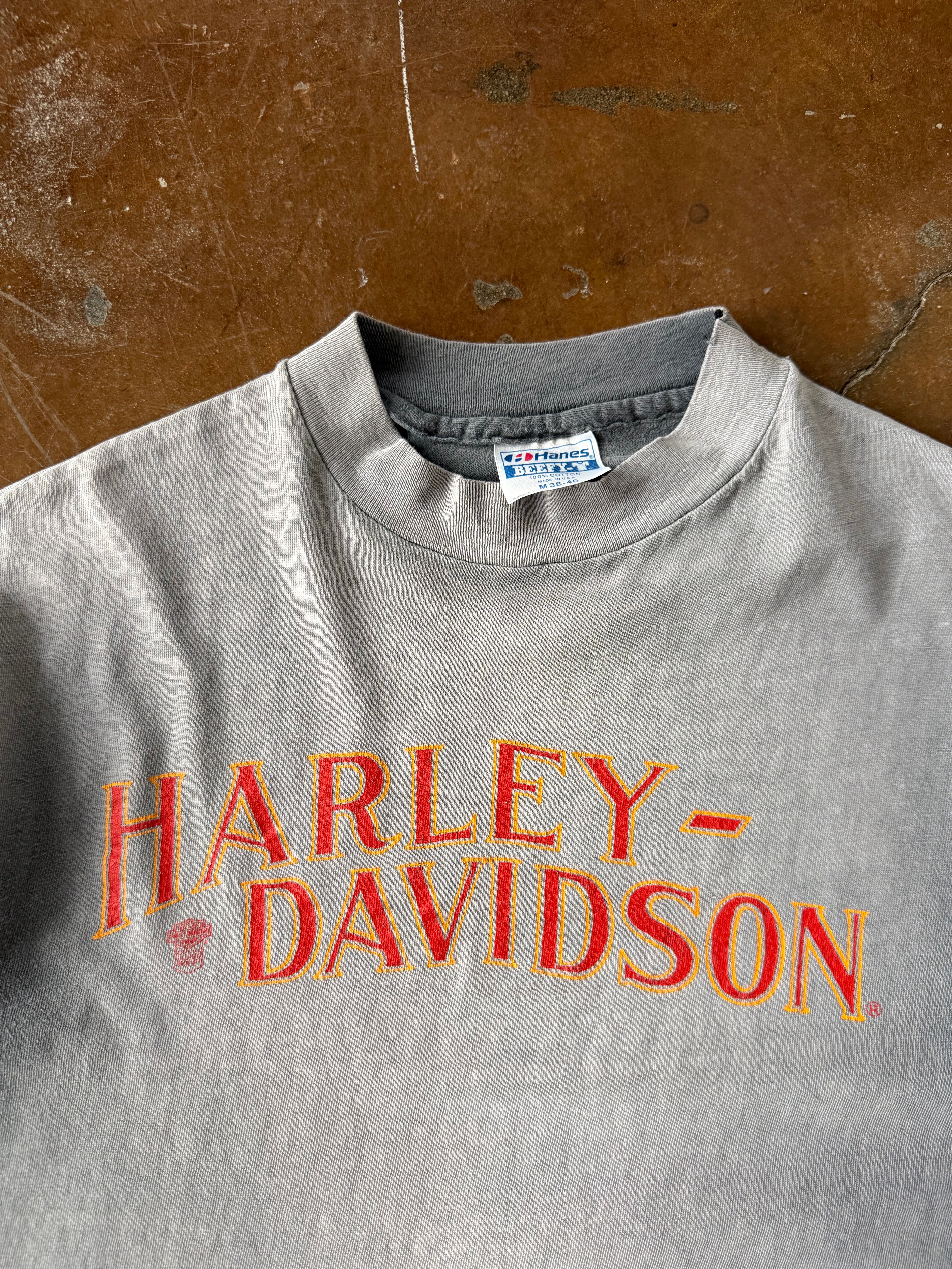 80s faded Harley Davidson "red logo" biker shirt (MEDIUM)