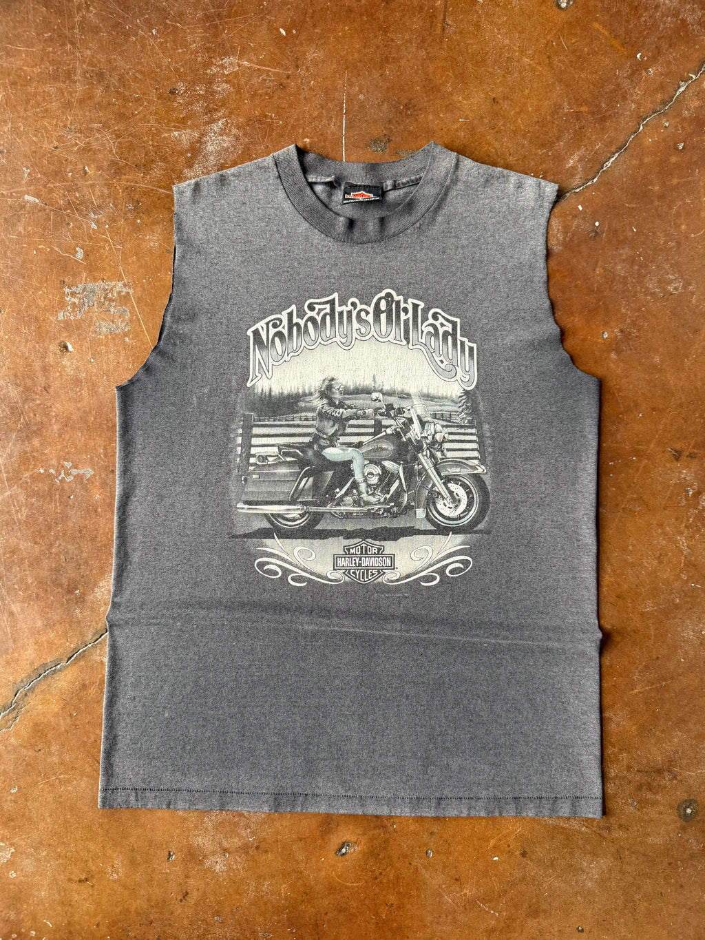 90s Harley Davidson "nobody's ol' lady" biker cut-off shirt (LARGE)