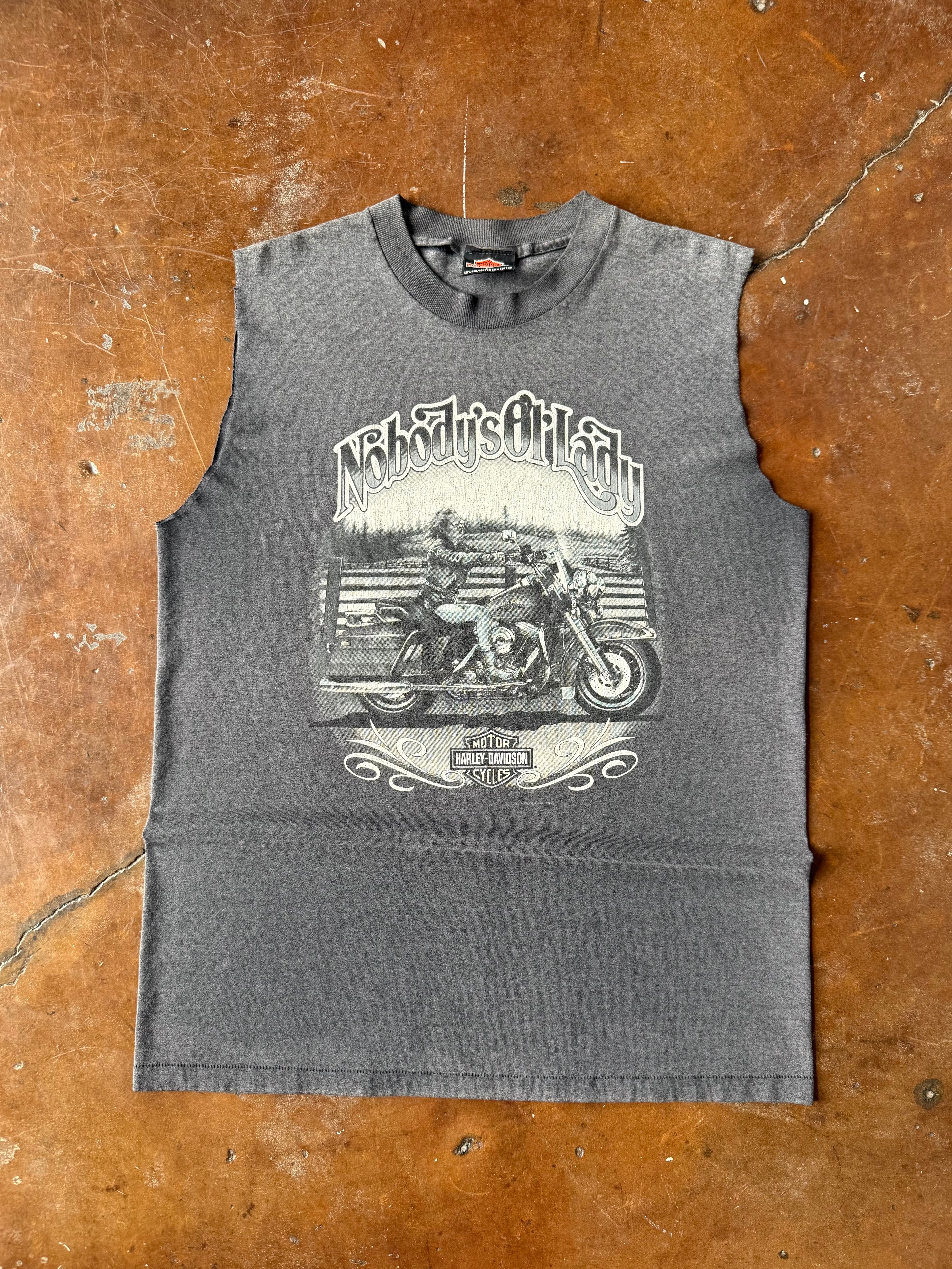 90s Harley Davidson "nobody's ol' lady" biker cut-off shirt (LARGE)