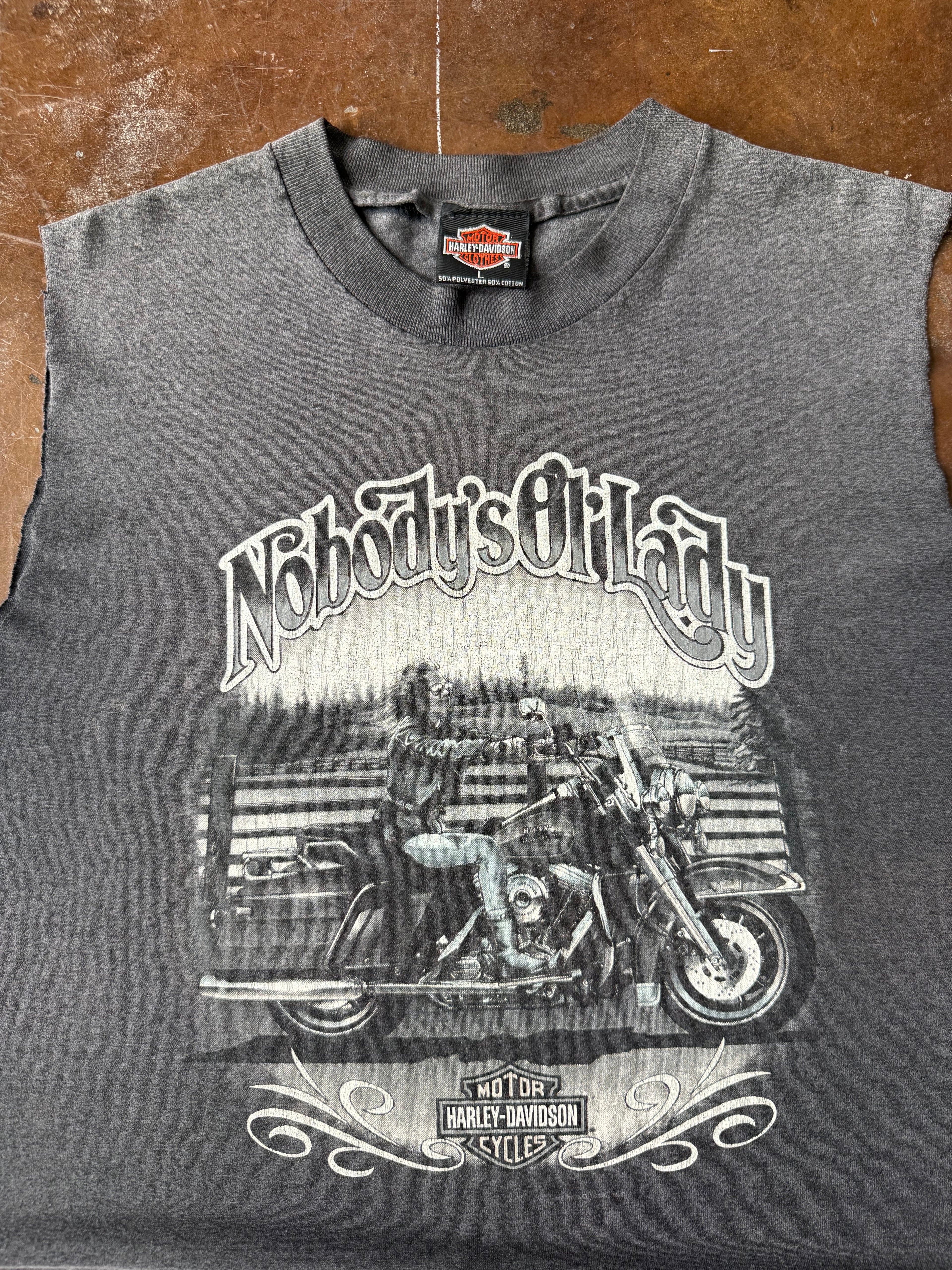 90s Harley Davidson "nobody's ol' lady" biker cut-off shirt (LARGE)