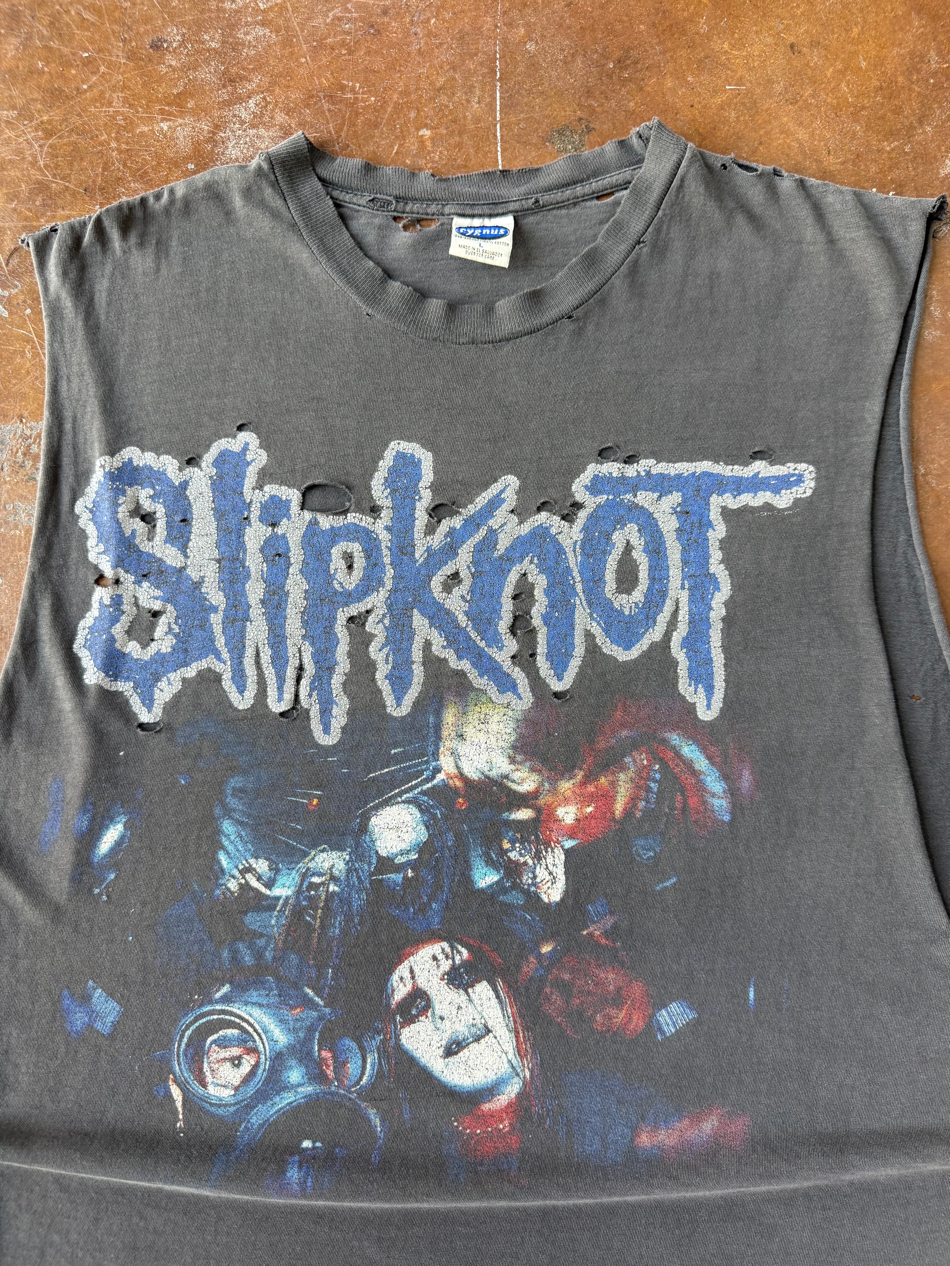 2001 faded & distressed Slipkont cut-off band shirt (LARGE)