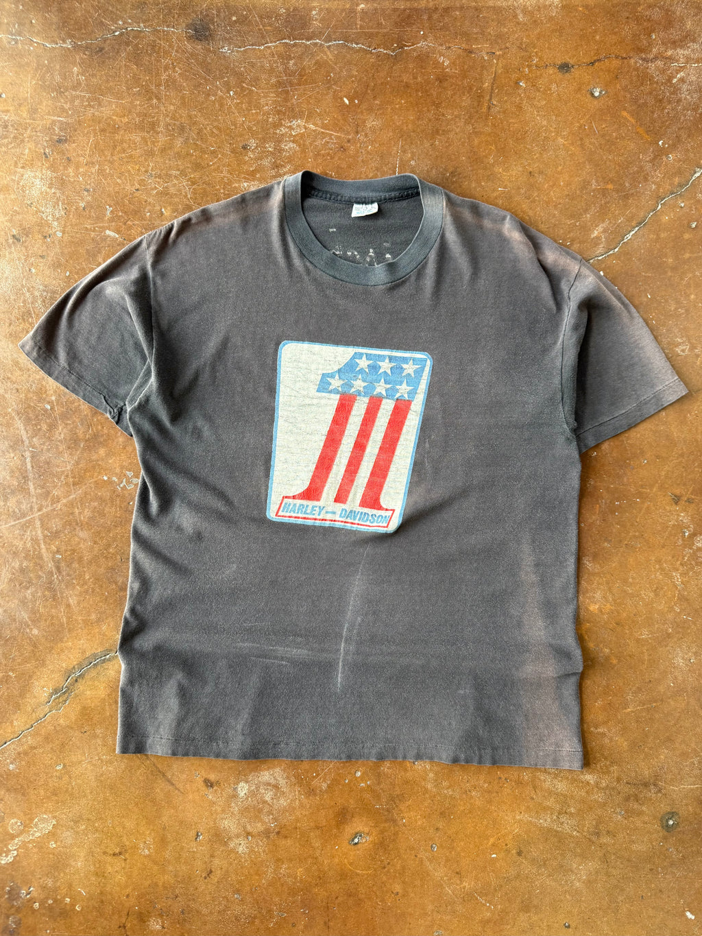 80s faded Harley Davidson "1 logo" biker shirt (XL)