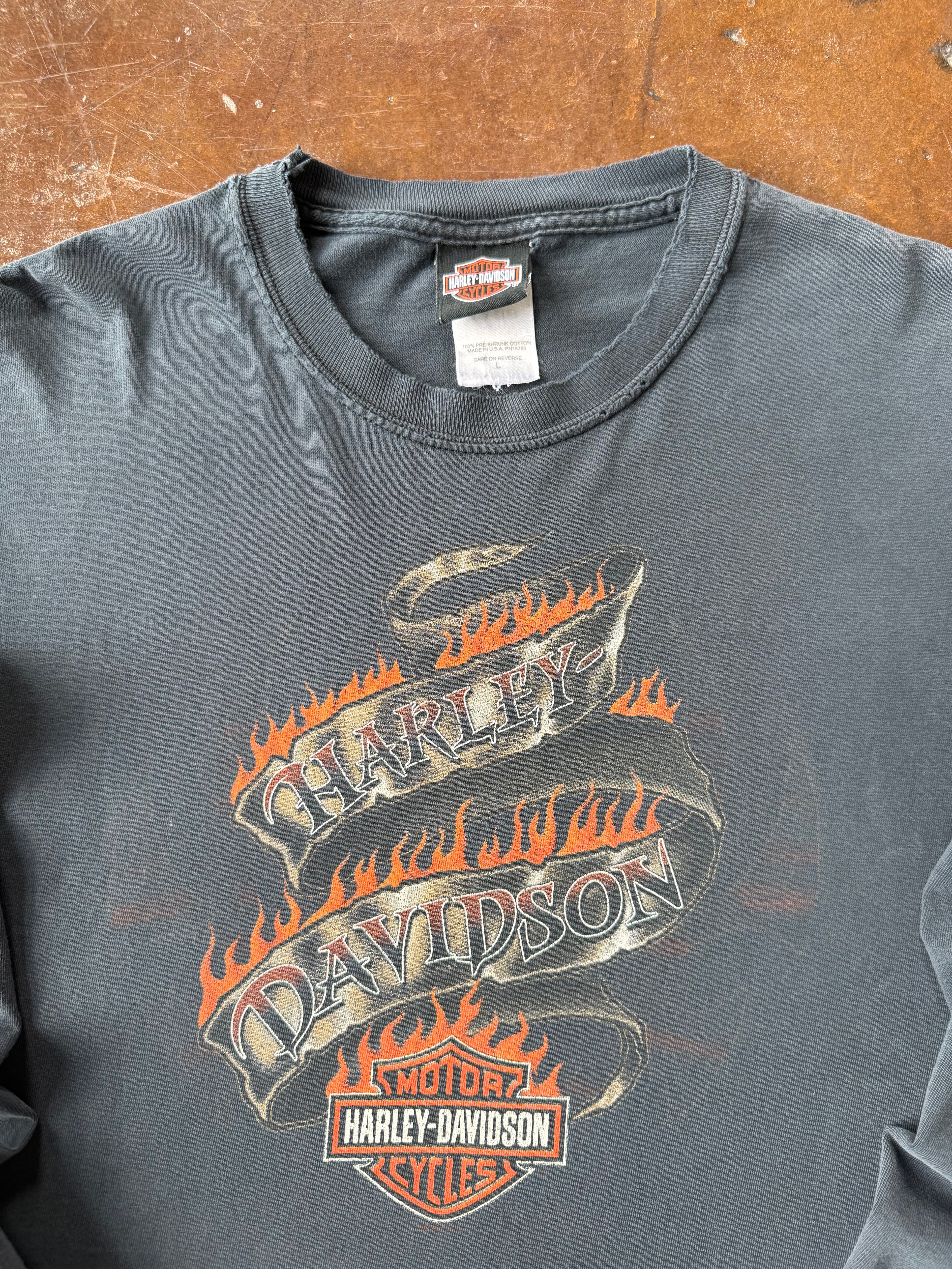2000s faded Harley Davidson "flame emblem" longsleeve shirt (LARGE)