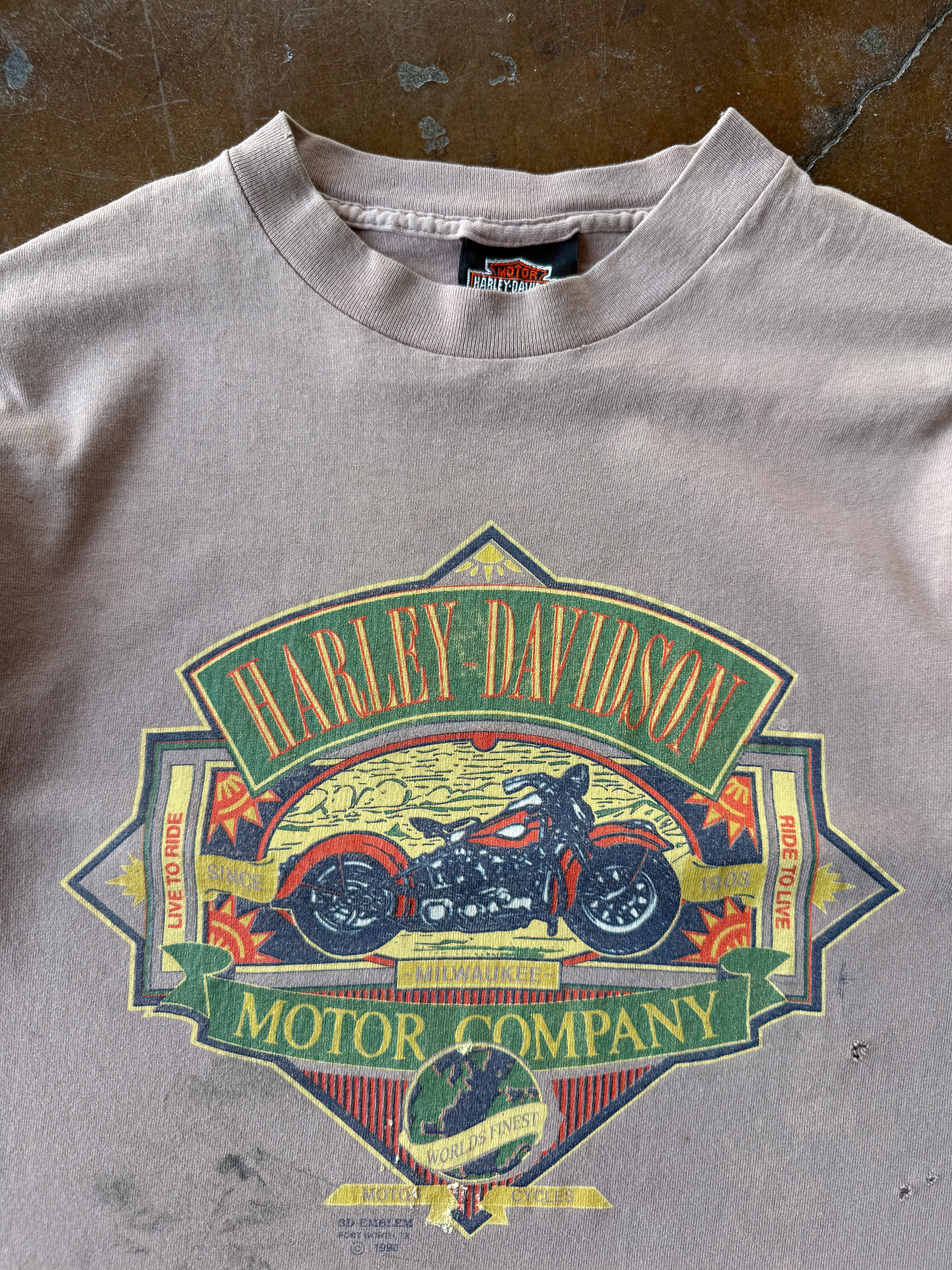 1990 Harley Davidson 3D emblem biker shirt (MEDIUM)
