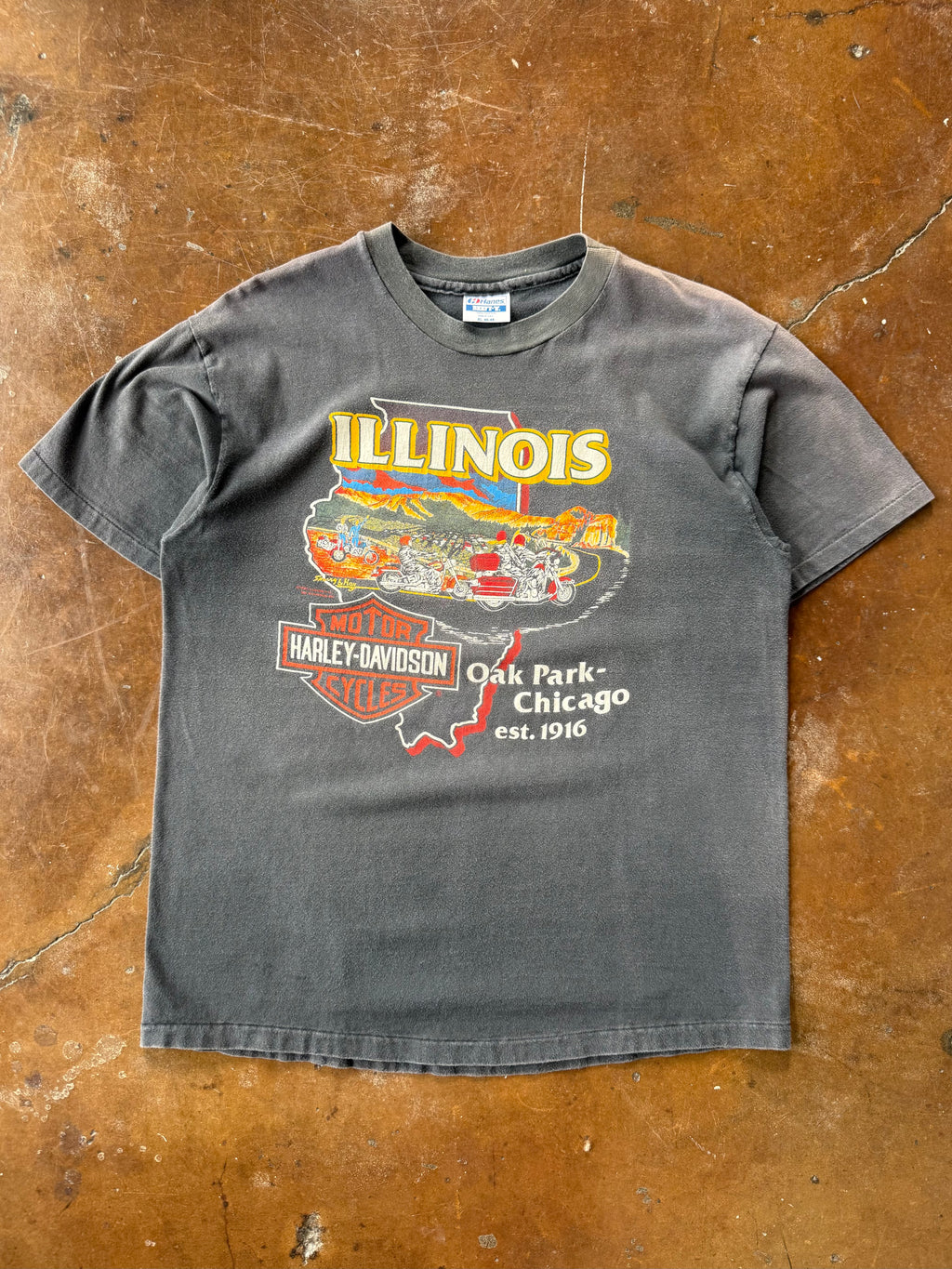 80s faded Harley Davidson "Illinois state" biker shirt (XL)