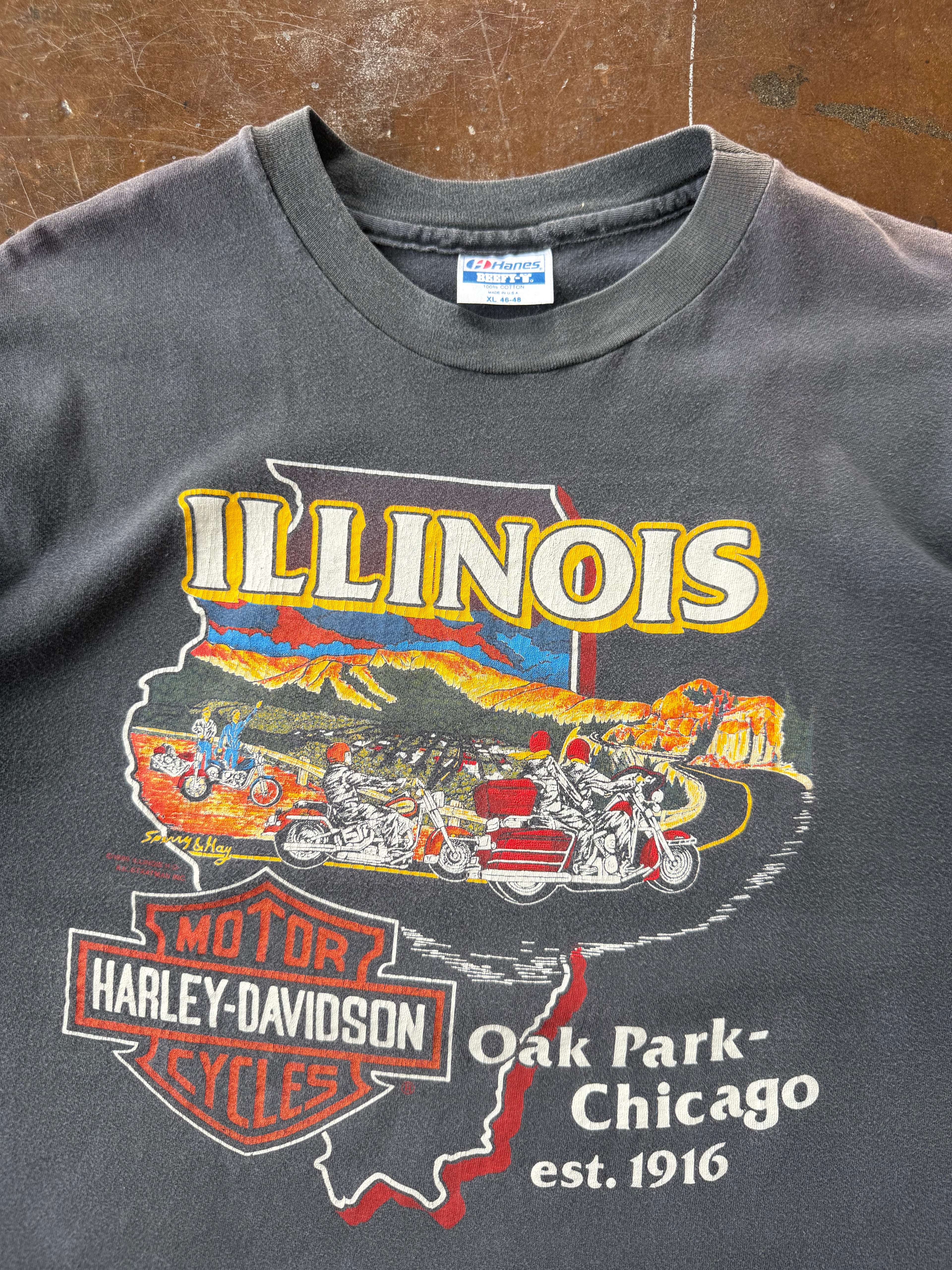 80s faded Harley Davidson "Illinois state" biker shirt (XL)