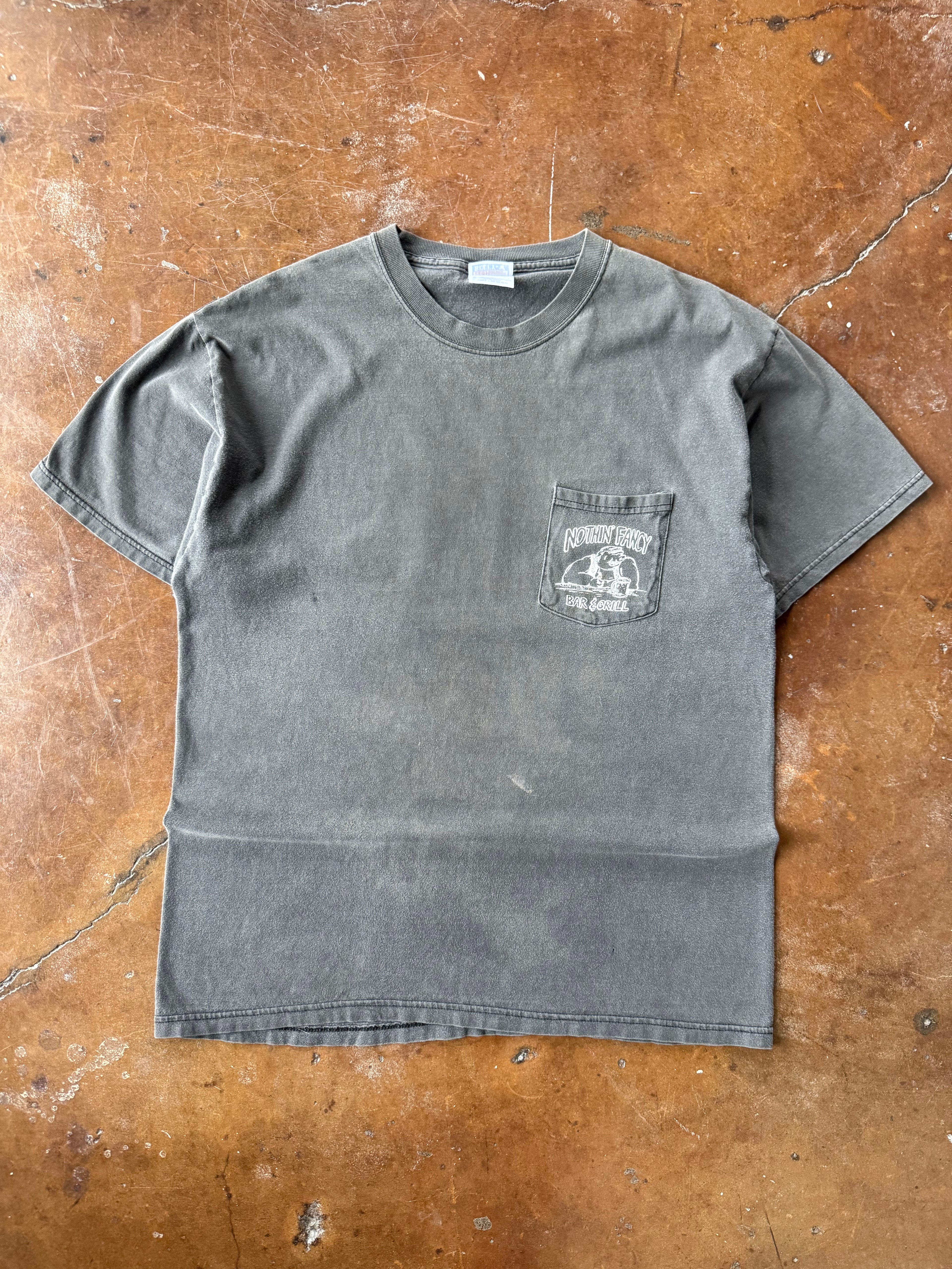 90s faded Biker Hog "nothin fancy" pocket shirt (LARGE)