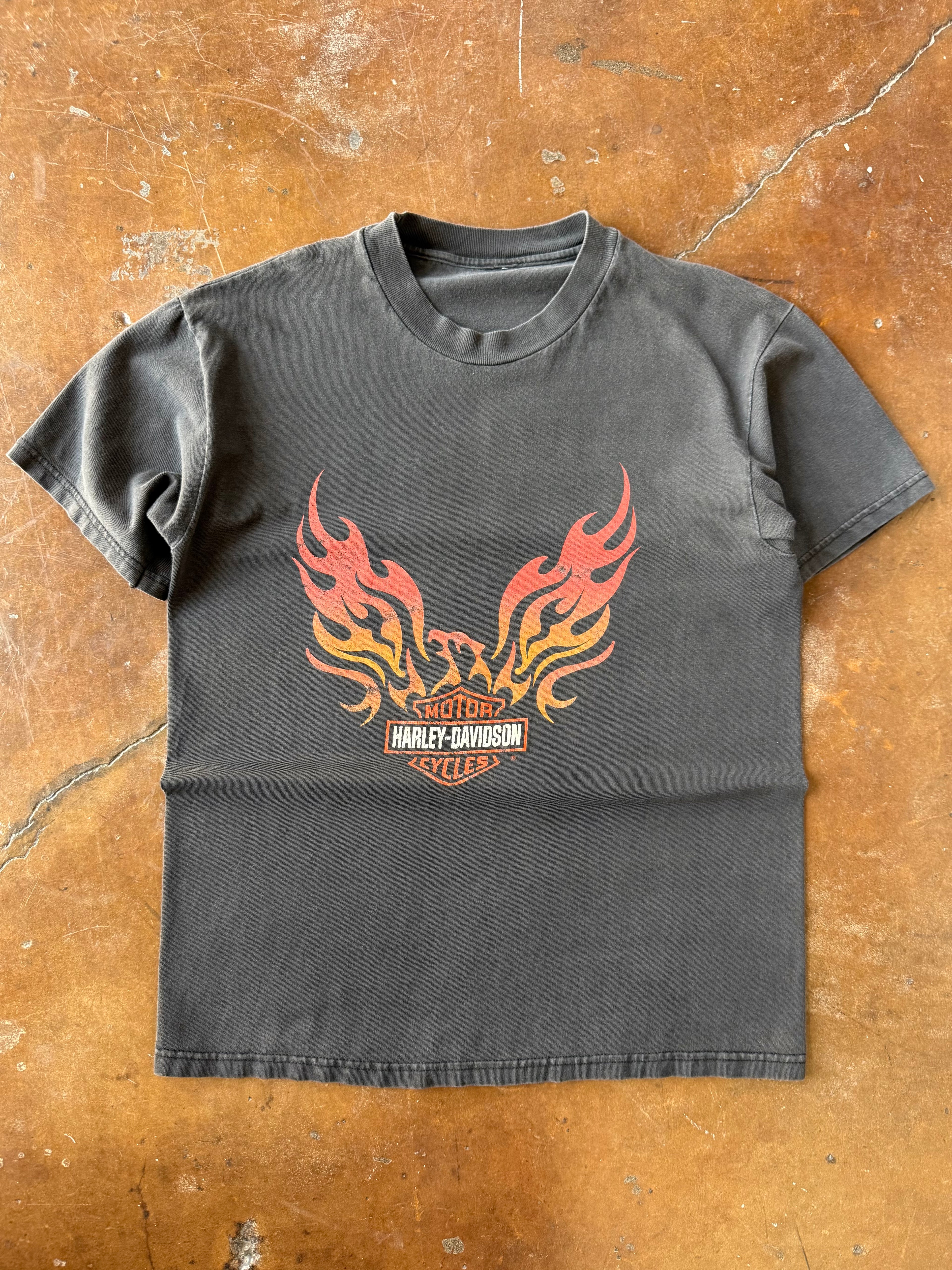 1998 Harley Davidson "flame eagle" biker shirt (MEDIUM)