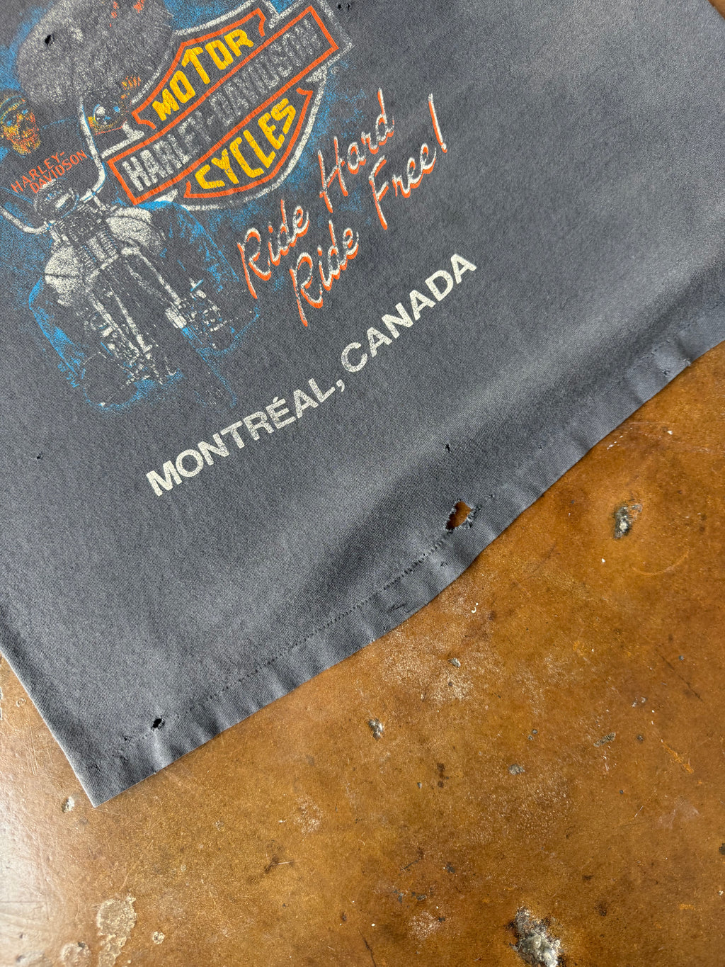 90s faded & lightly distressed Harley Davidson "ride free" canada biker shirt (XL)