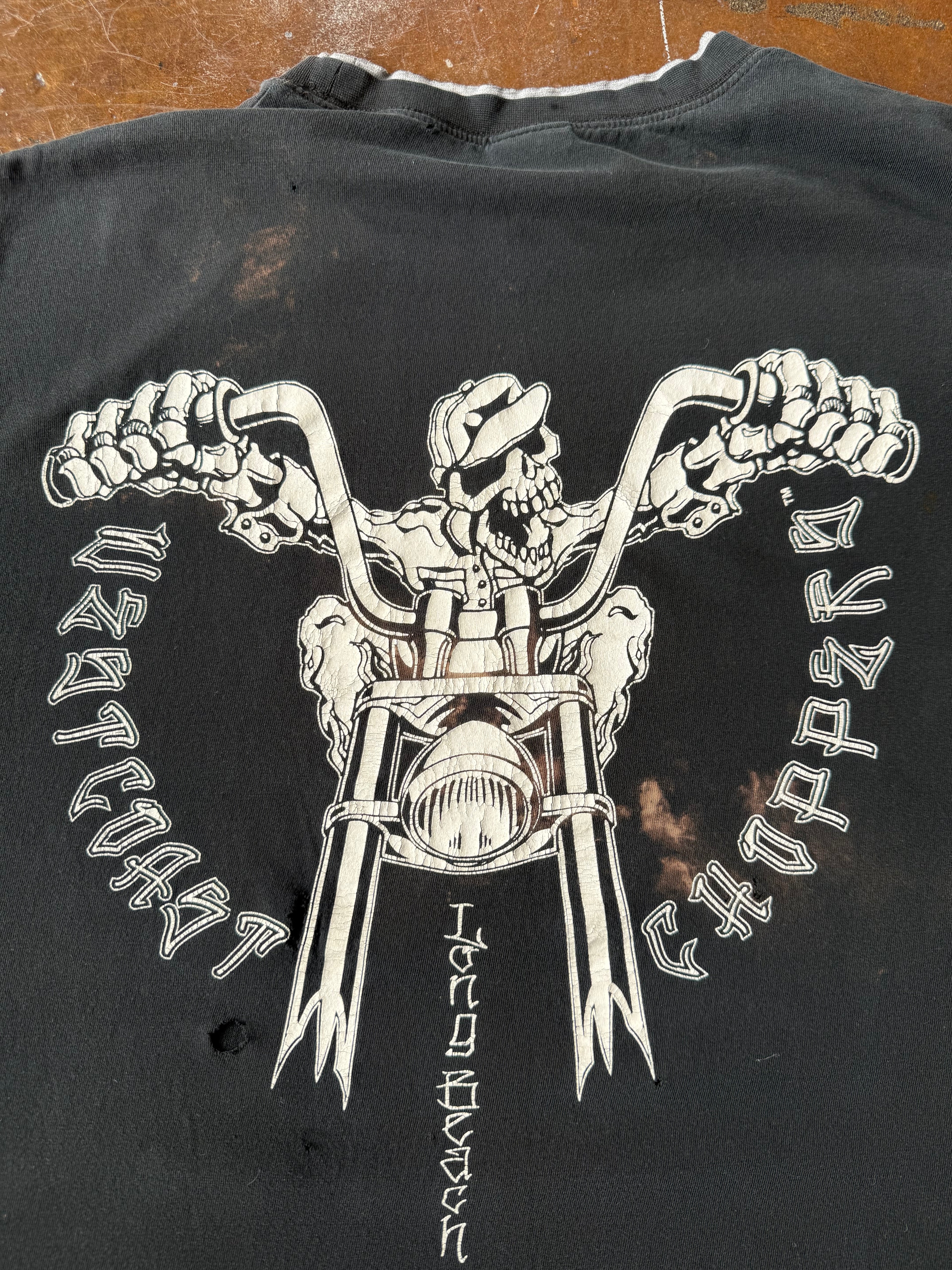 2000s distressed West Coast Choppers "long beach" cut-off shirt (XL)
