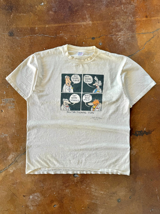 90s Vegetarian Newspaper Cartoon "avoid red meat" shirt (XL)