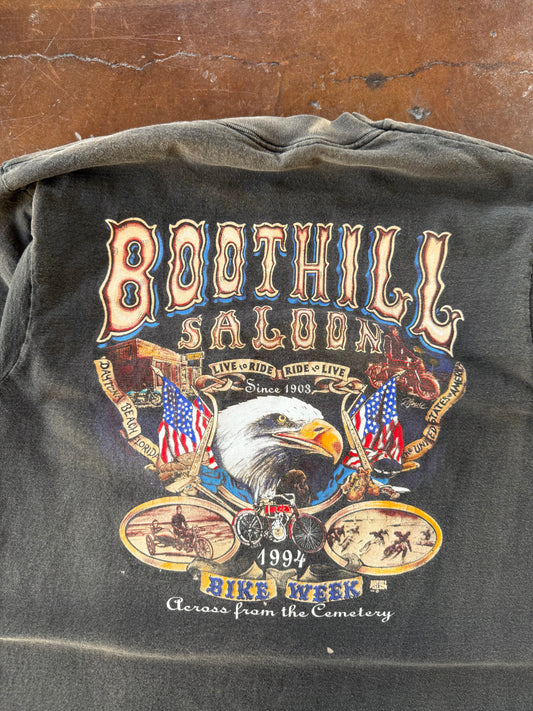 1994 lightly faded Boothill Saloon "eagle" biker pocket shirt (LARGE)