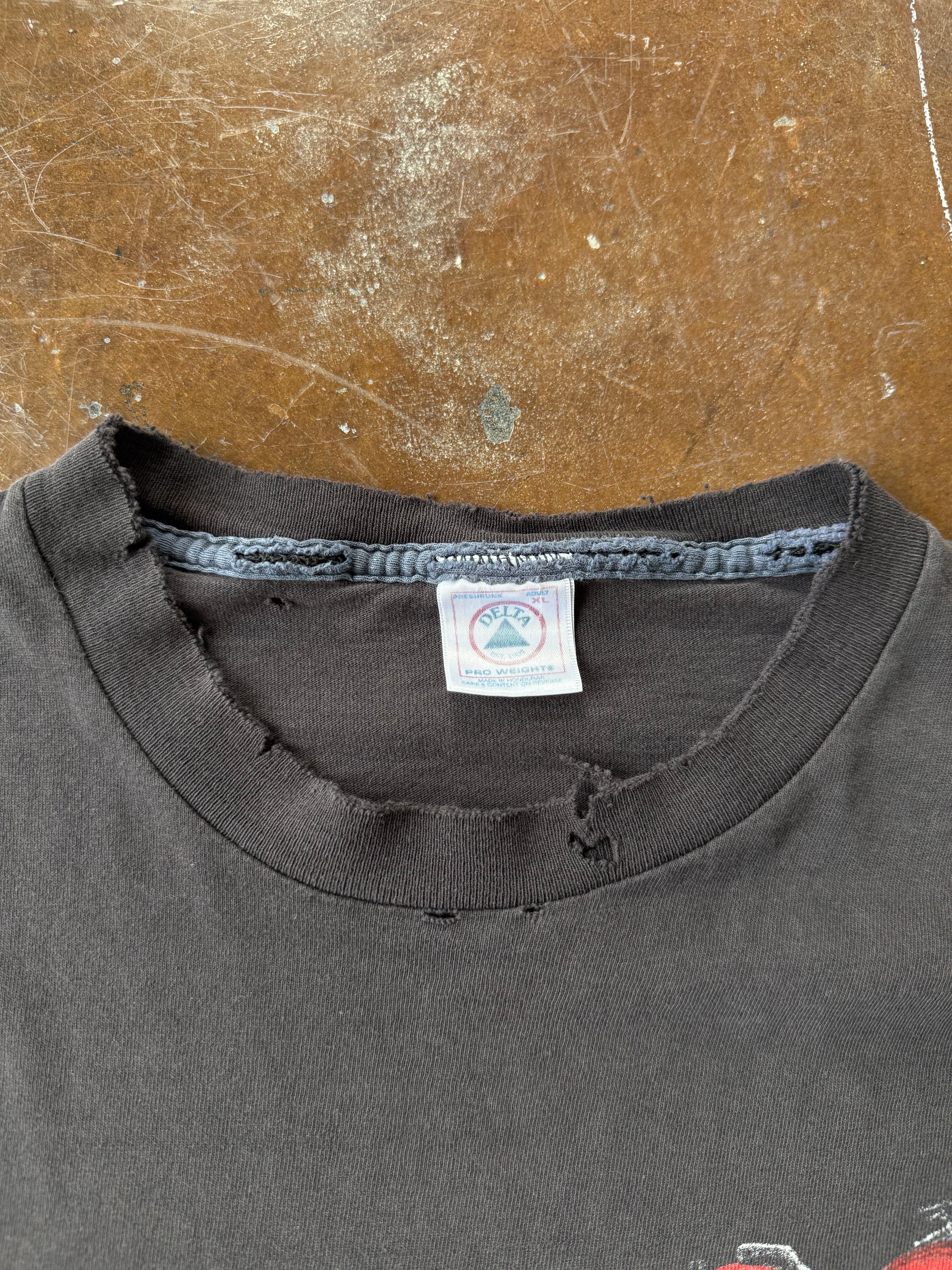 90s lightly distressed Motorcycle collage shirt (XL)