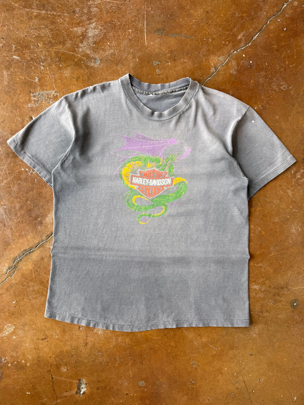 80s faded Harley Davidson "dragon emblem" biker shirt (LARGE)