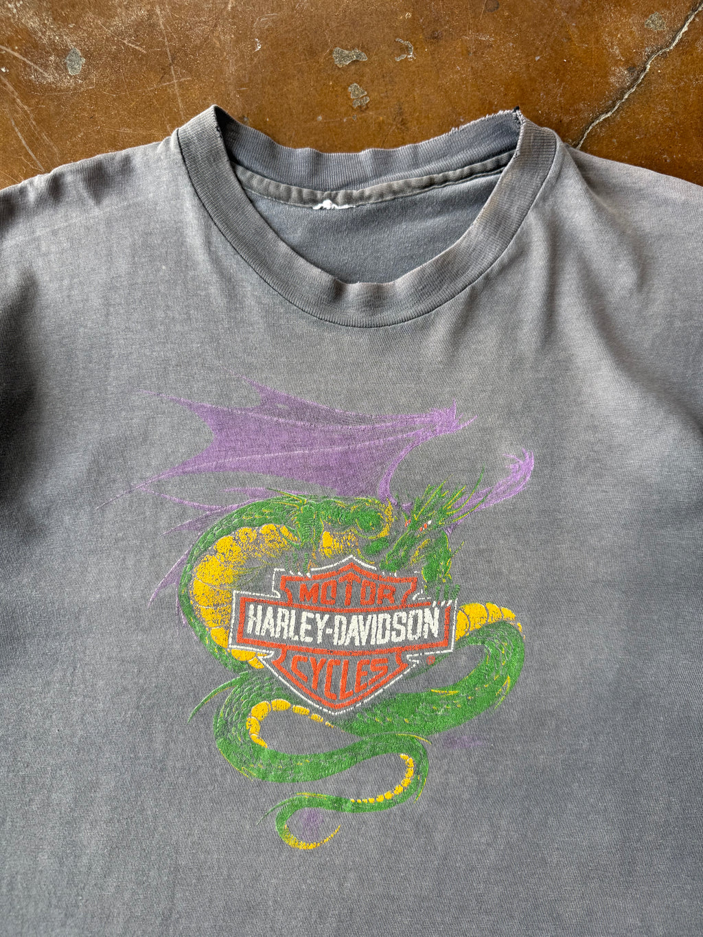 80s faded Harley Davidson "dragon emblem" biker shirt (LARGE)