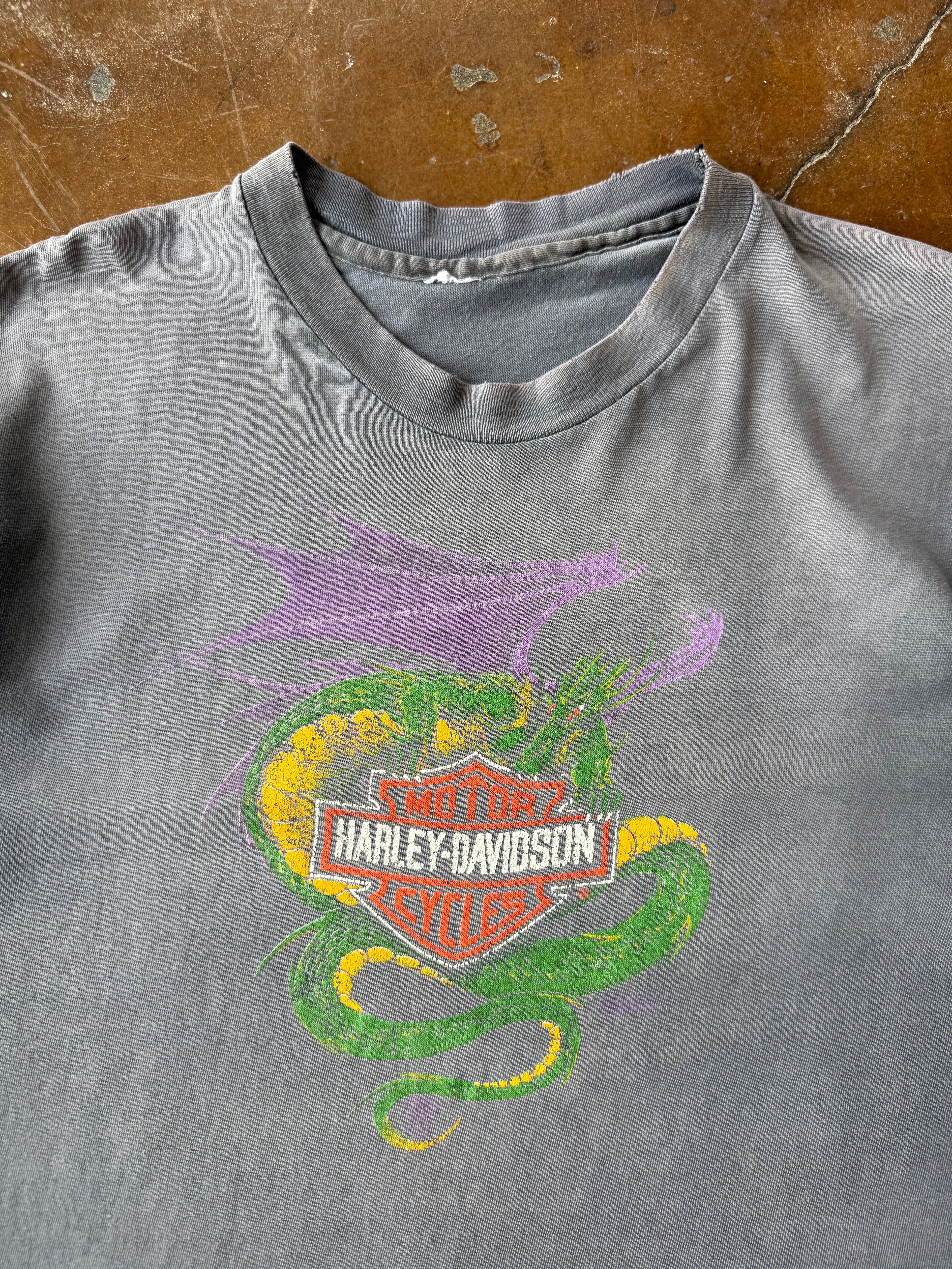 80s faded Harley Davidson "dragon emblem" biker shirt (LARGE)