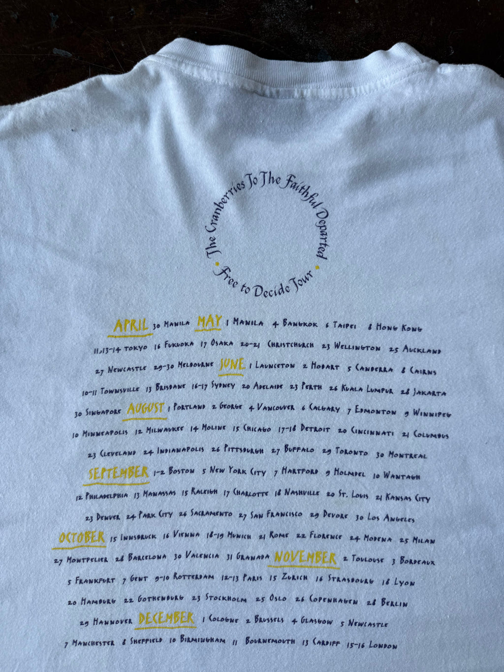 1996 The Cranberries "to the faithful departed" tour shirt (XL)