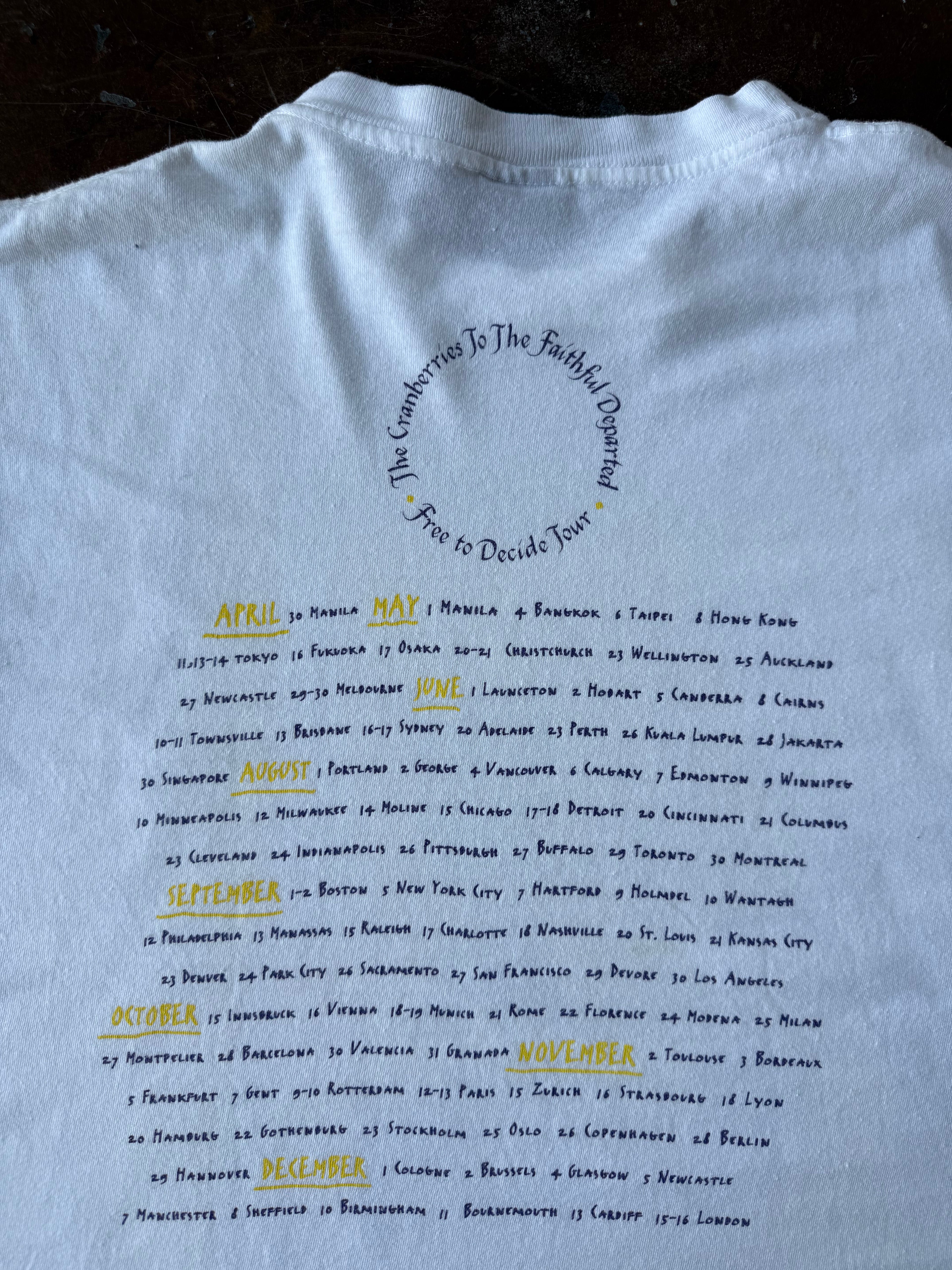 1996 The Cranberries "to the faithful departed" tour shirt (XL)