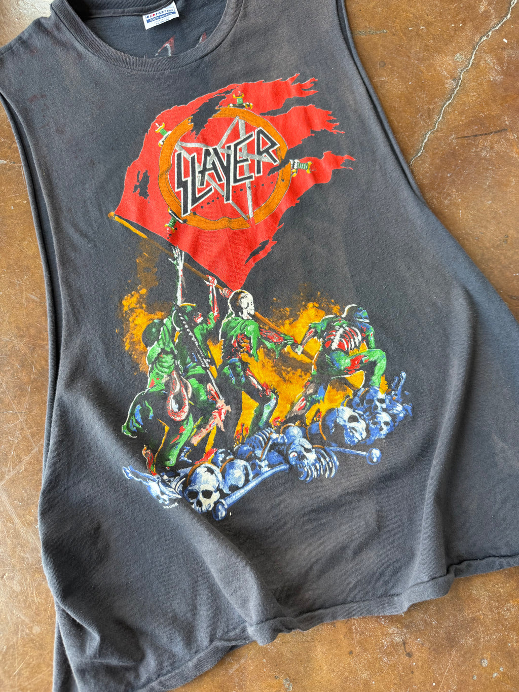 1988 Slayer "world sacrifice" cut-off band shirt (XL)