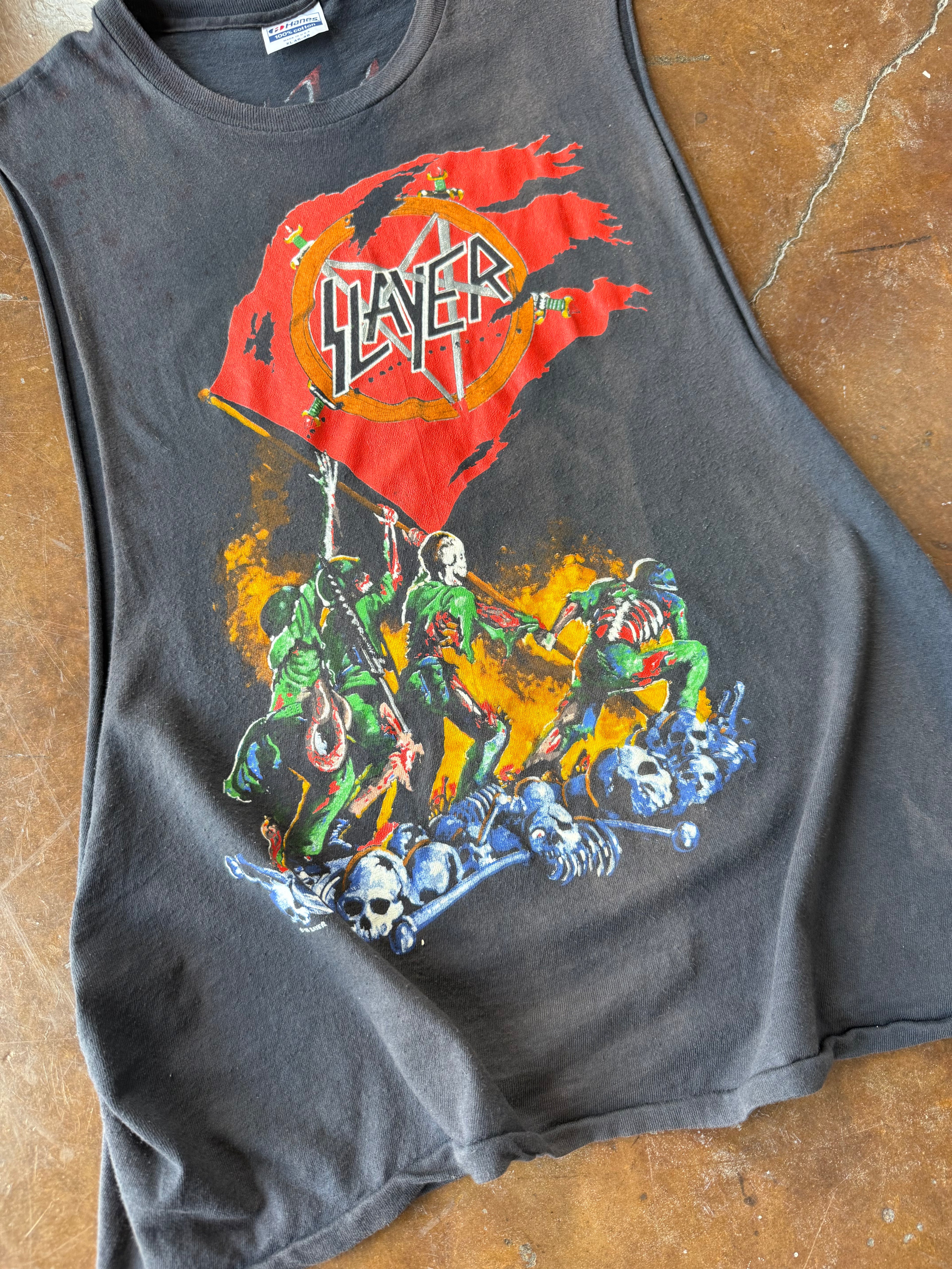 1988 Slayer "world sacrifice" cut-off band shirt (XL)