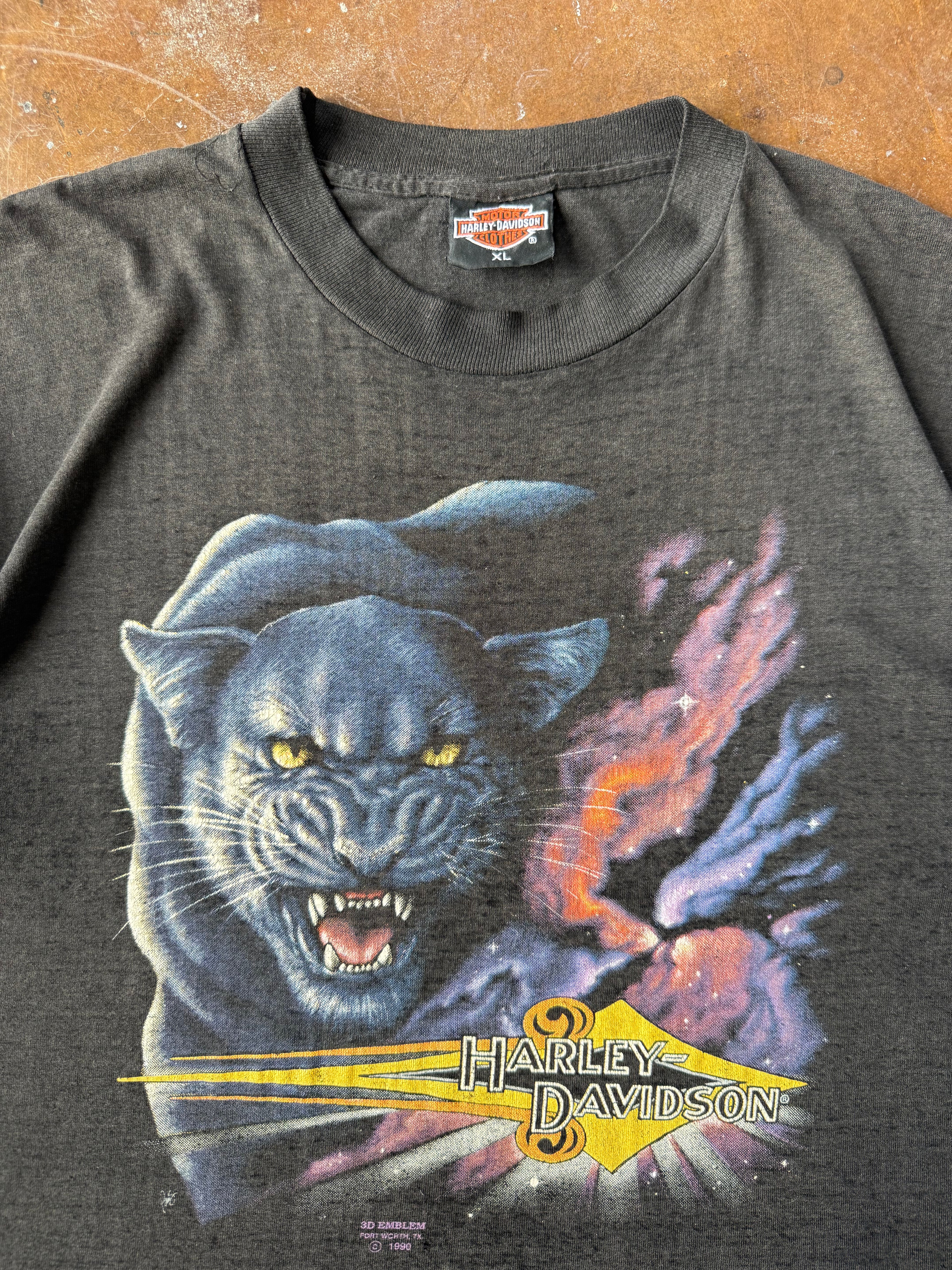 1990 Harley Davidson "black panther" 3D emblem biker shirt (XL)