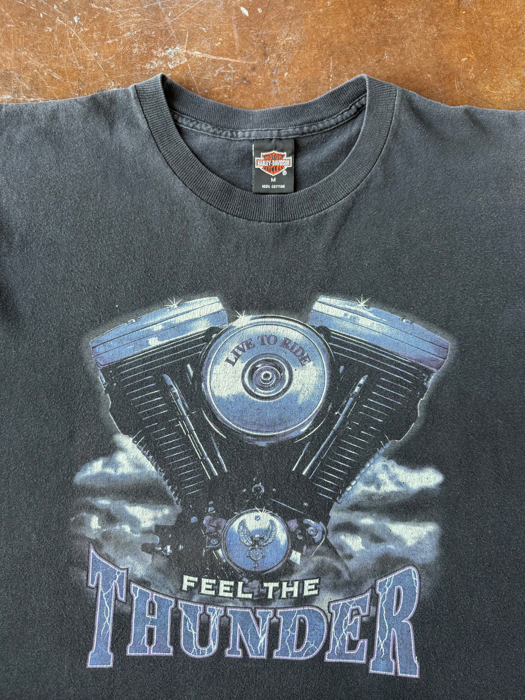 90s Harley Davidson "thunder engine" cut-off biker shirt (MEDIUM)