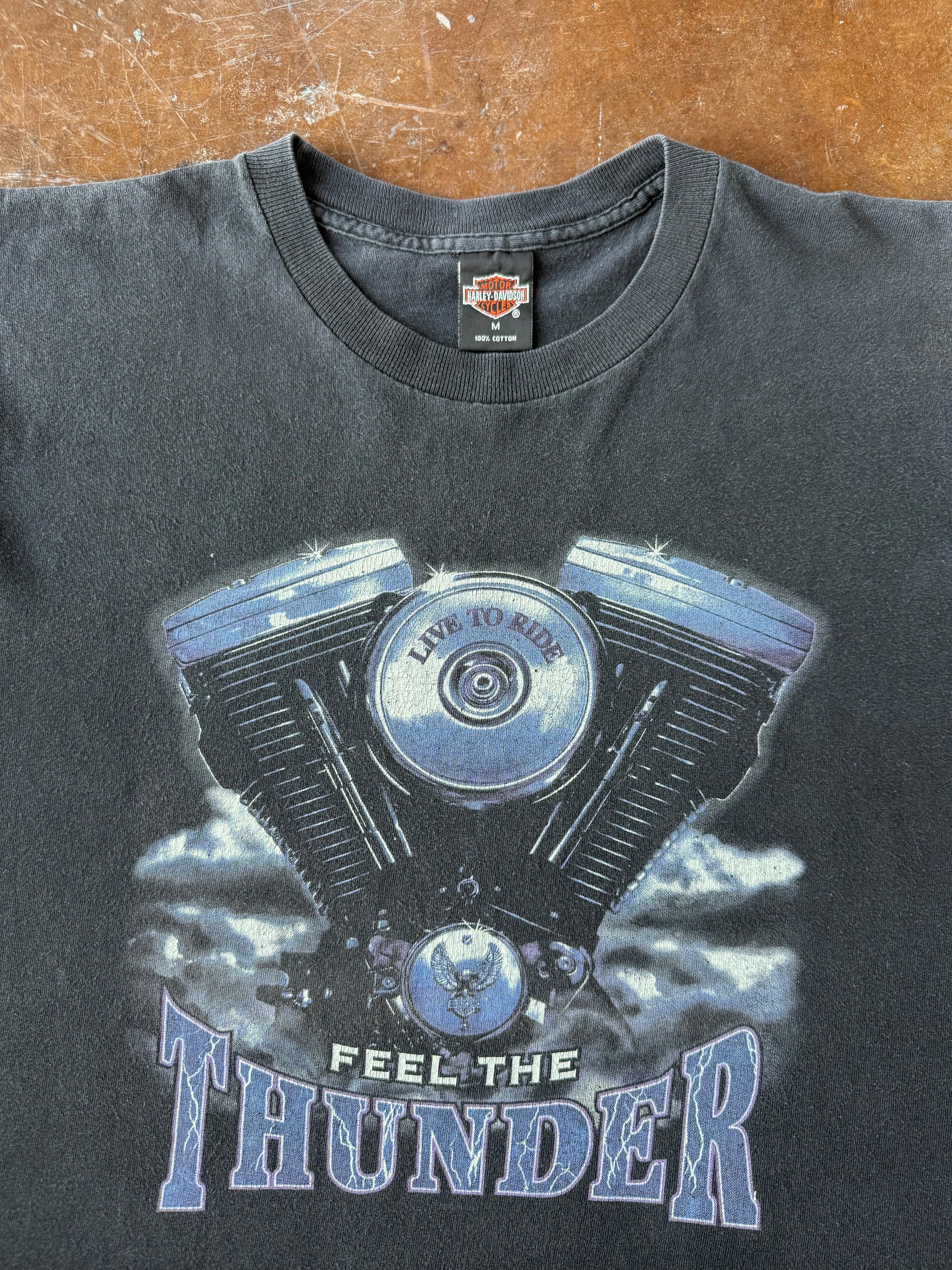 90s Harley Davidson "thunder engine" cut-off biker shirt (MEDIUM)