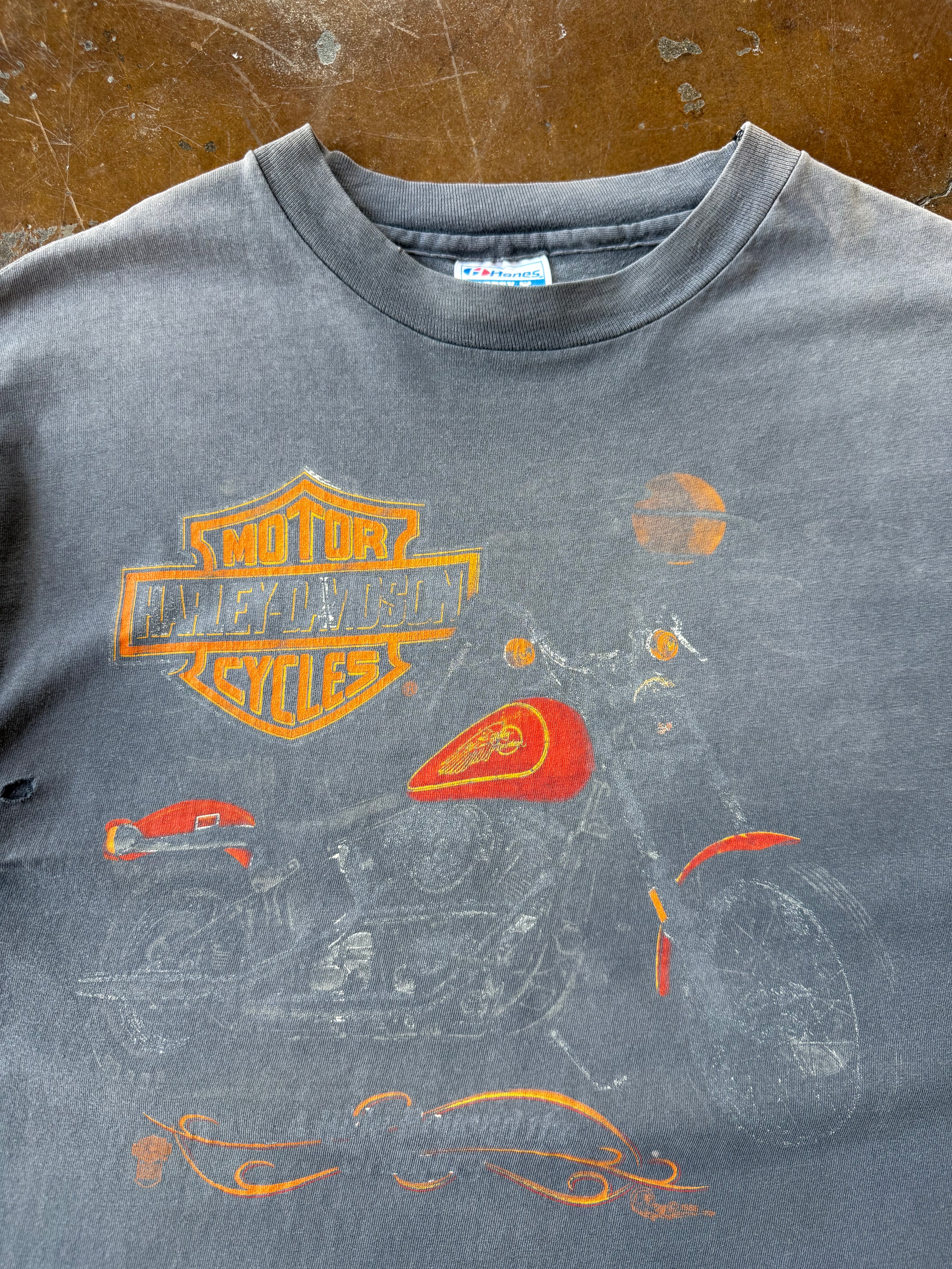 80s faded Harley Davidson "red bike" biker shirt (XL)