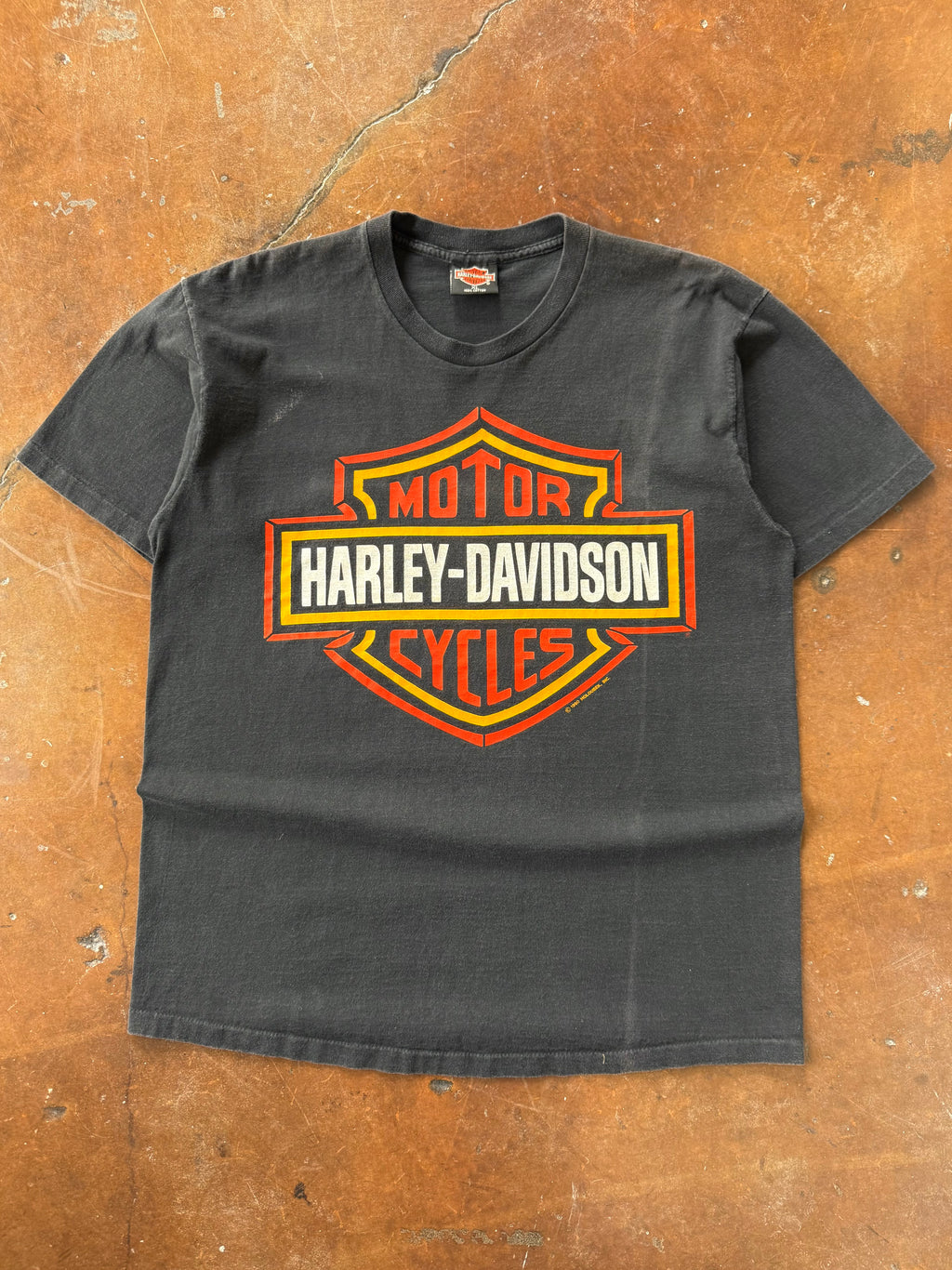 1990 Harley Davidson "orange emblem" biker shirt (XL)