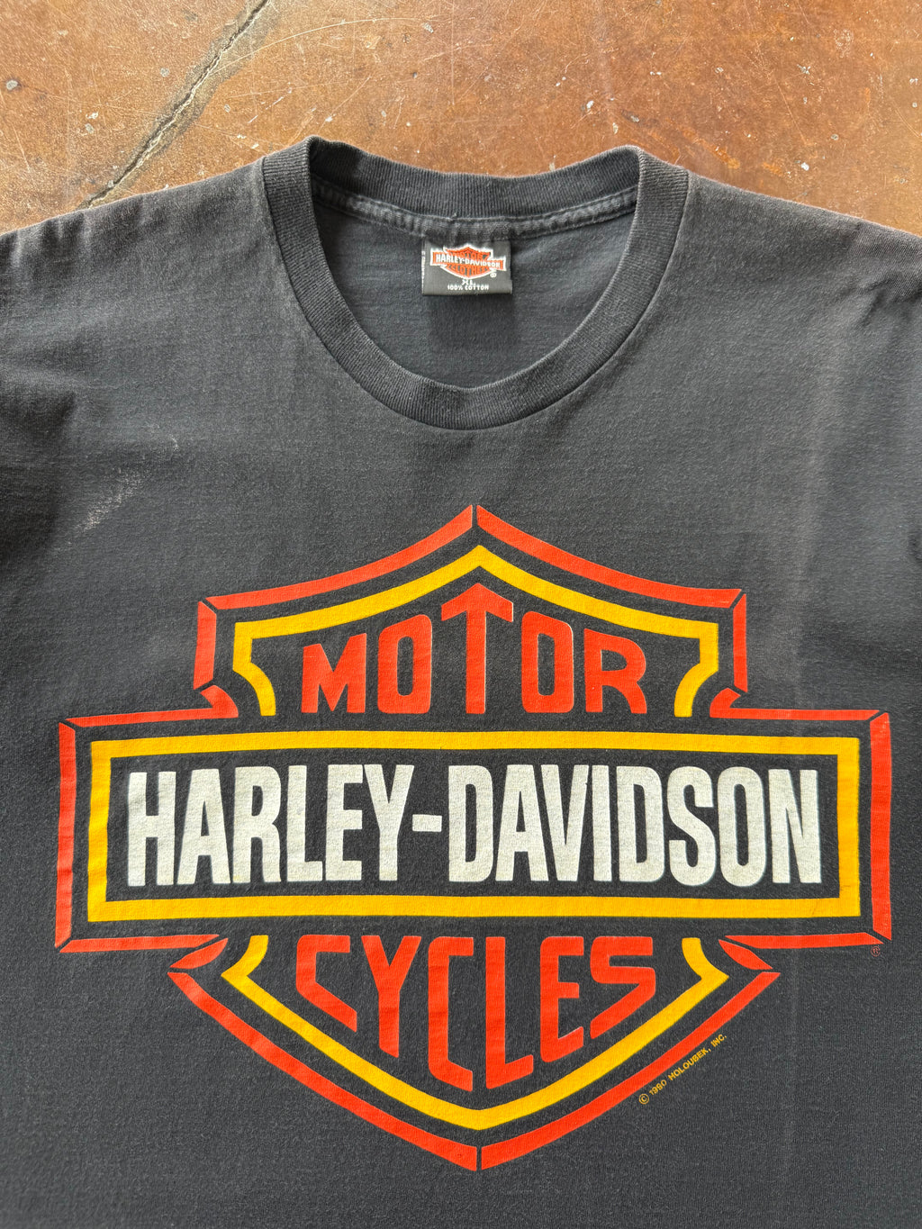 1990 Harley Davidson "orange emblem" biker shirt (XL)